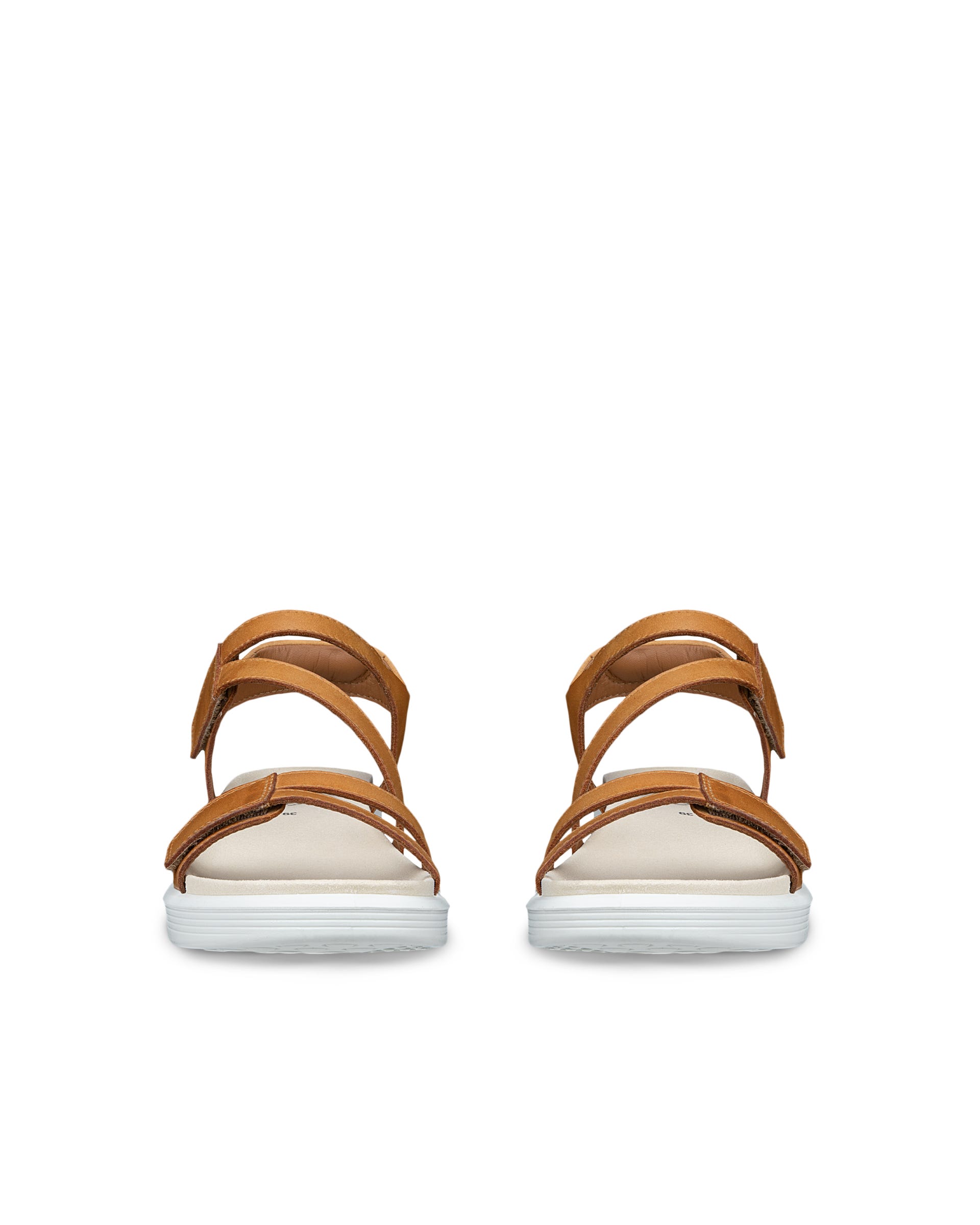 Women's ECCO® Soft Sandal Leather Sandal - Brown - Front pair