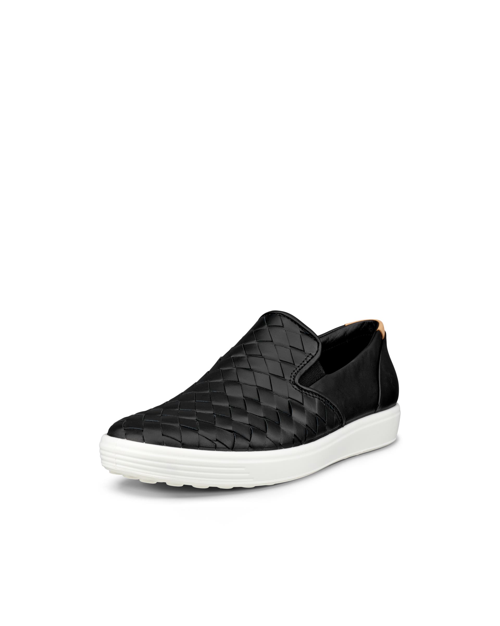 Women's ECCO® Soft 7 Woven Leather Slip-On - Black - Main