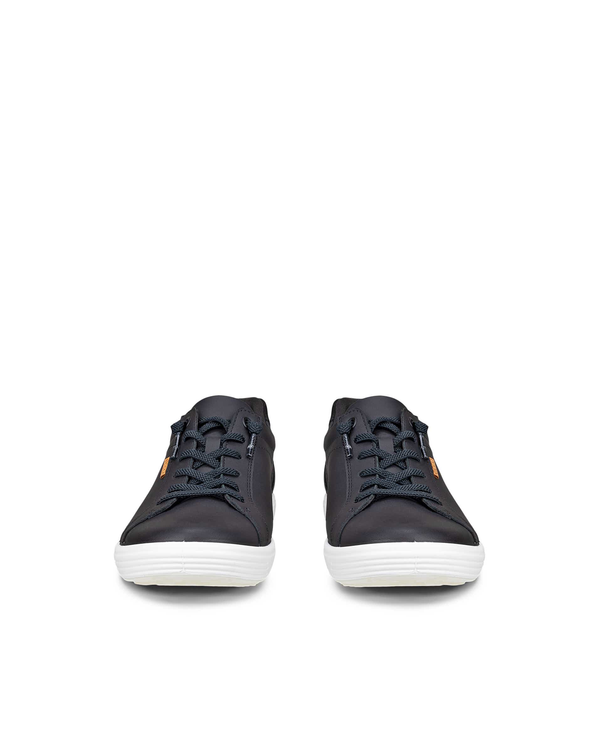 Women's ECCO® SOFT 7 Leather Trainer - Black - Front pair