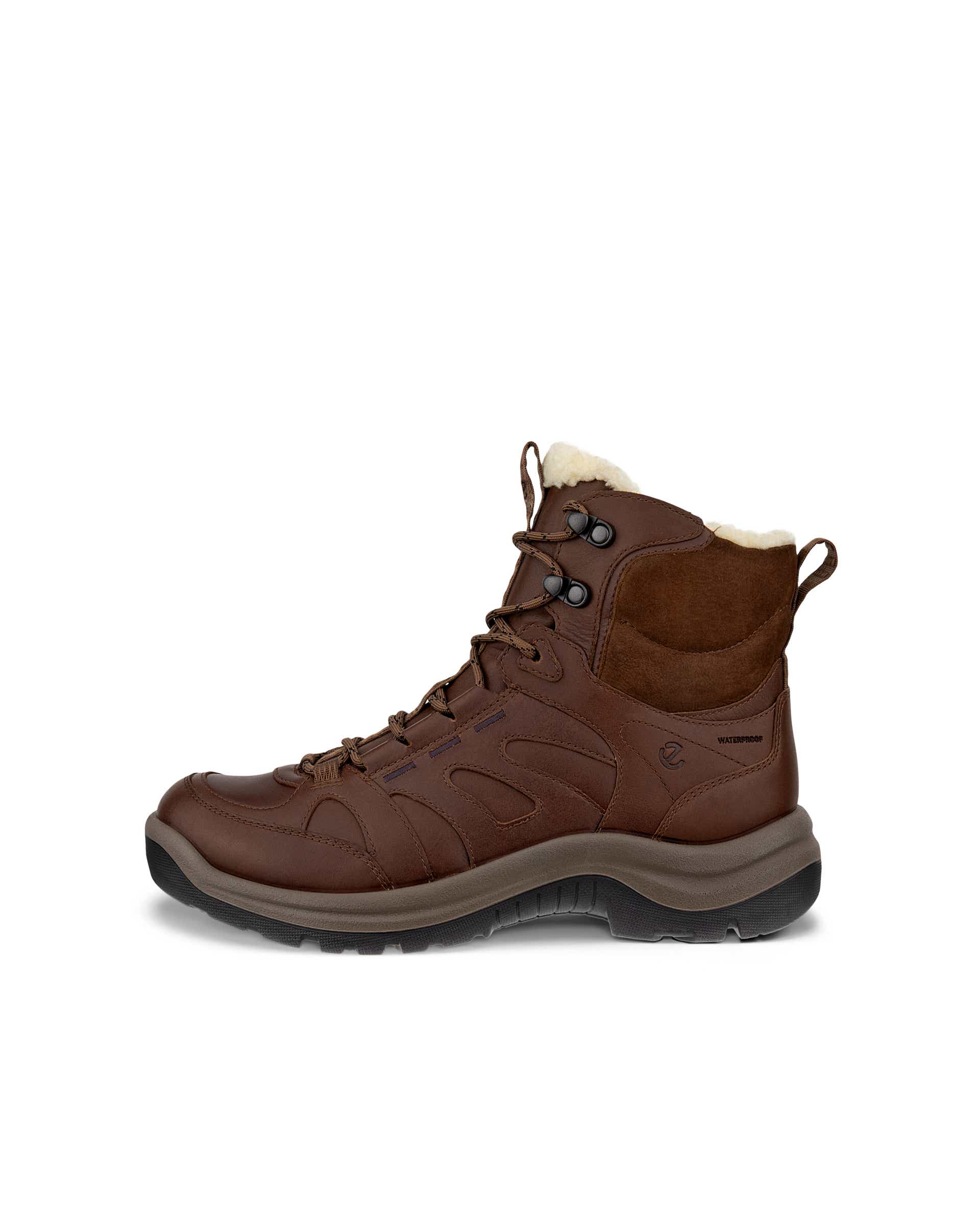 Women's ECCO® Offroad Leather Waterproof Mid-Cut Outdoor Boot - Brown - Outside