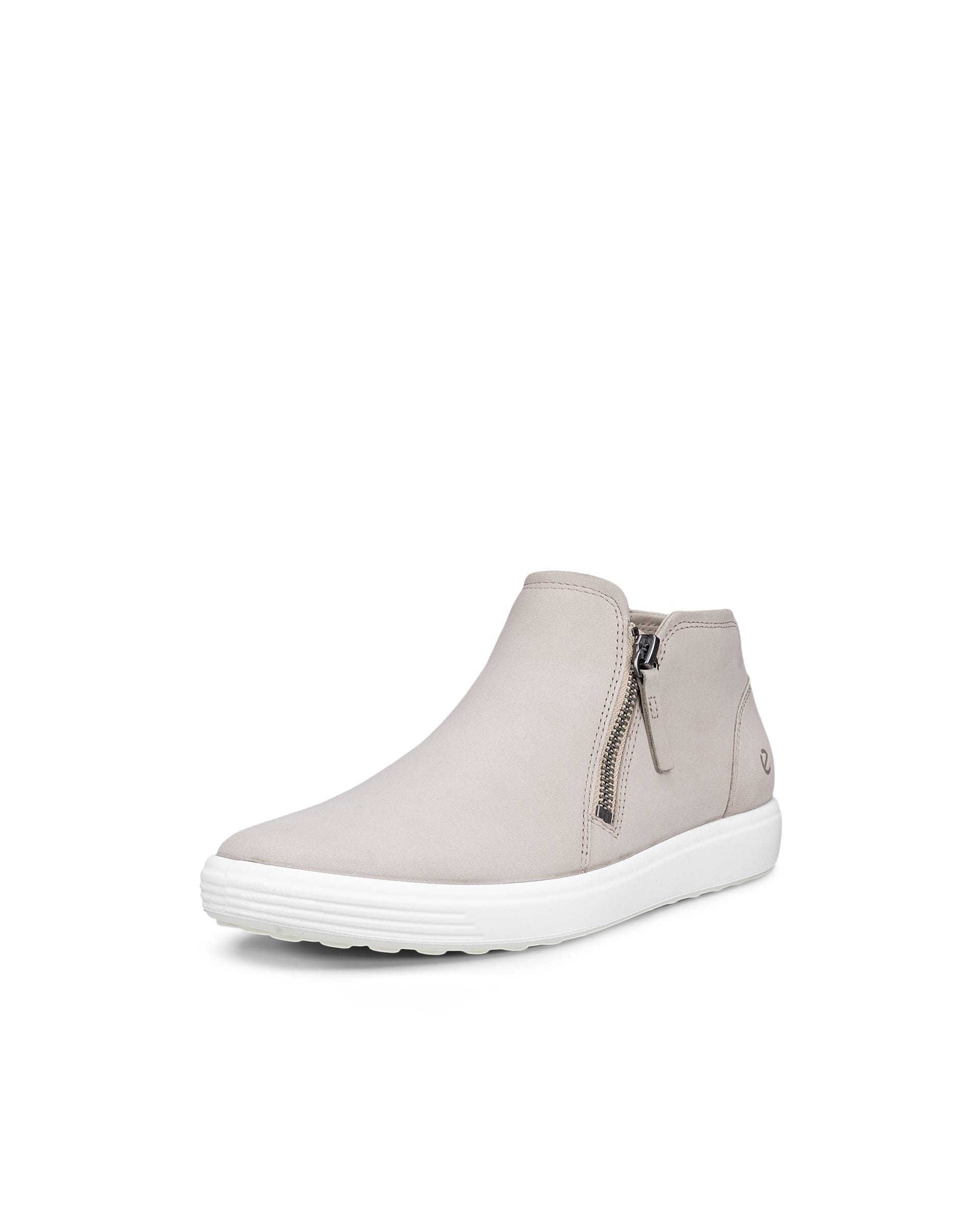 Women's ECCO® SOFT 7 Nubuck Zip Bootie - Beige - Outside