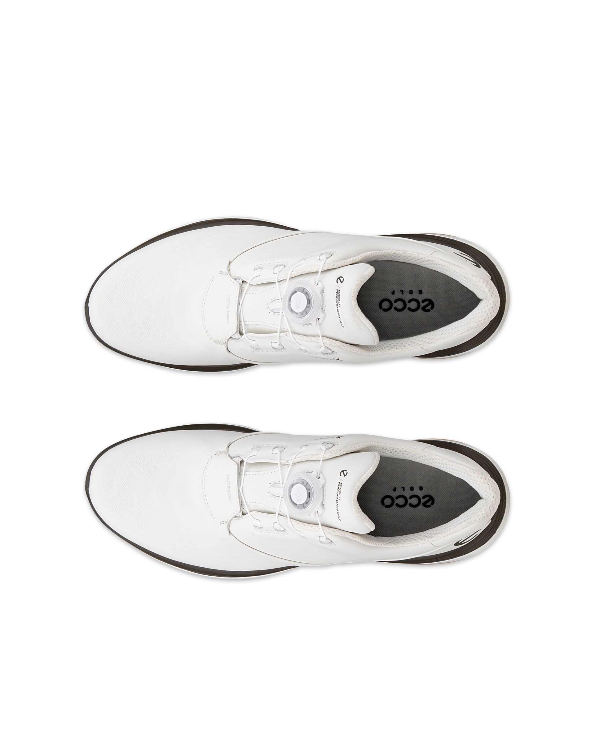 ECCO Golf LT1 BOA Hybrid メンズ レザーウォータープルーフゴルフシューズ - ホワイト - Top left pair