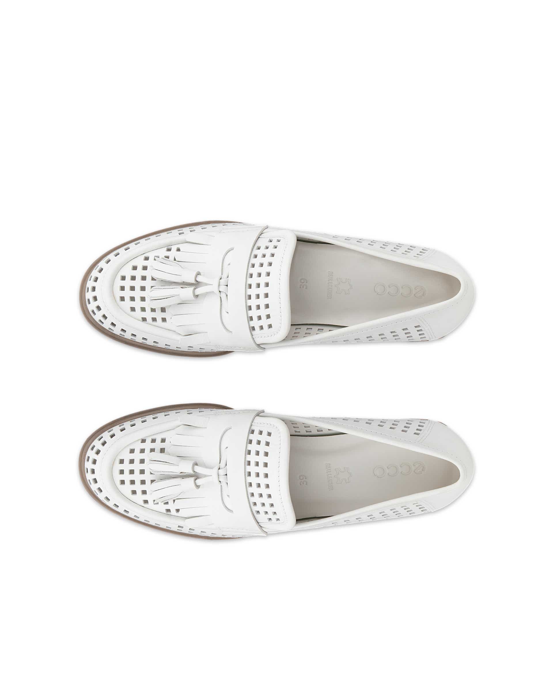 Women's ECCO® Dress Classic 15 Leather Loafer - White - Top left pair