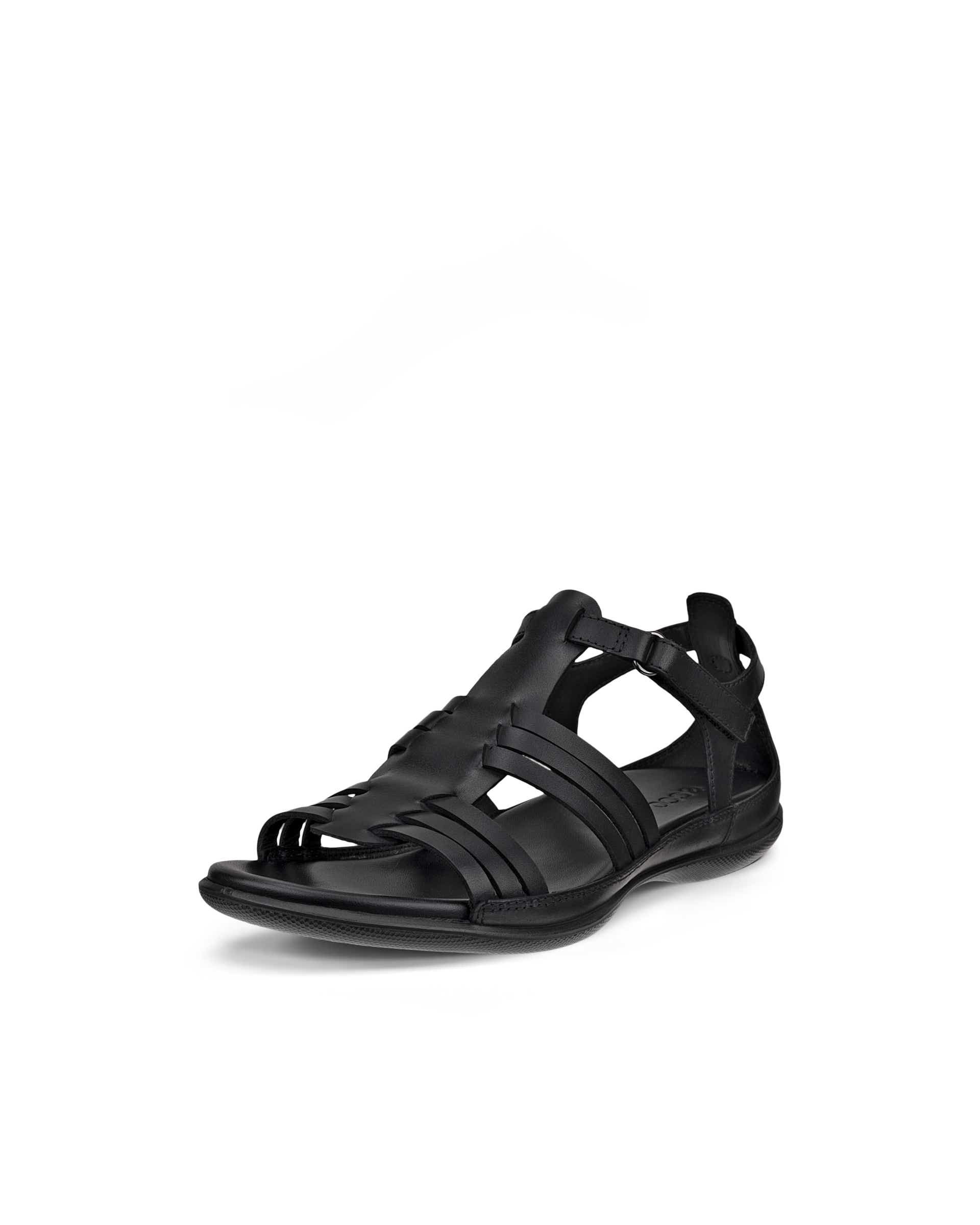 Women's ECCO® Flash Leather Flat Sandal - Black - Main
