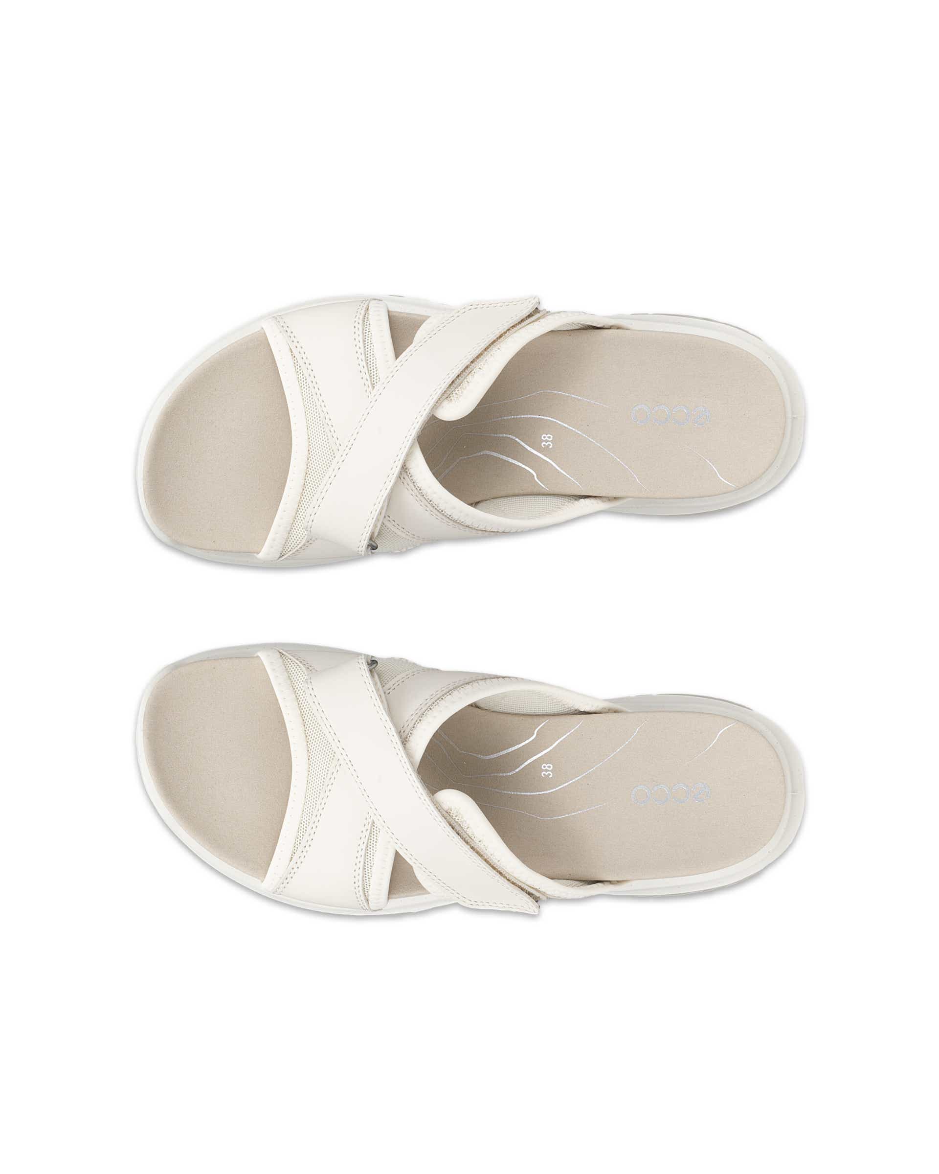 Women's ECCO® Offroad Roam Leather Slide Sandal - Beige - Top left pair