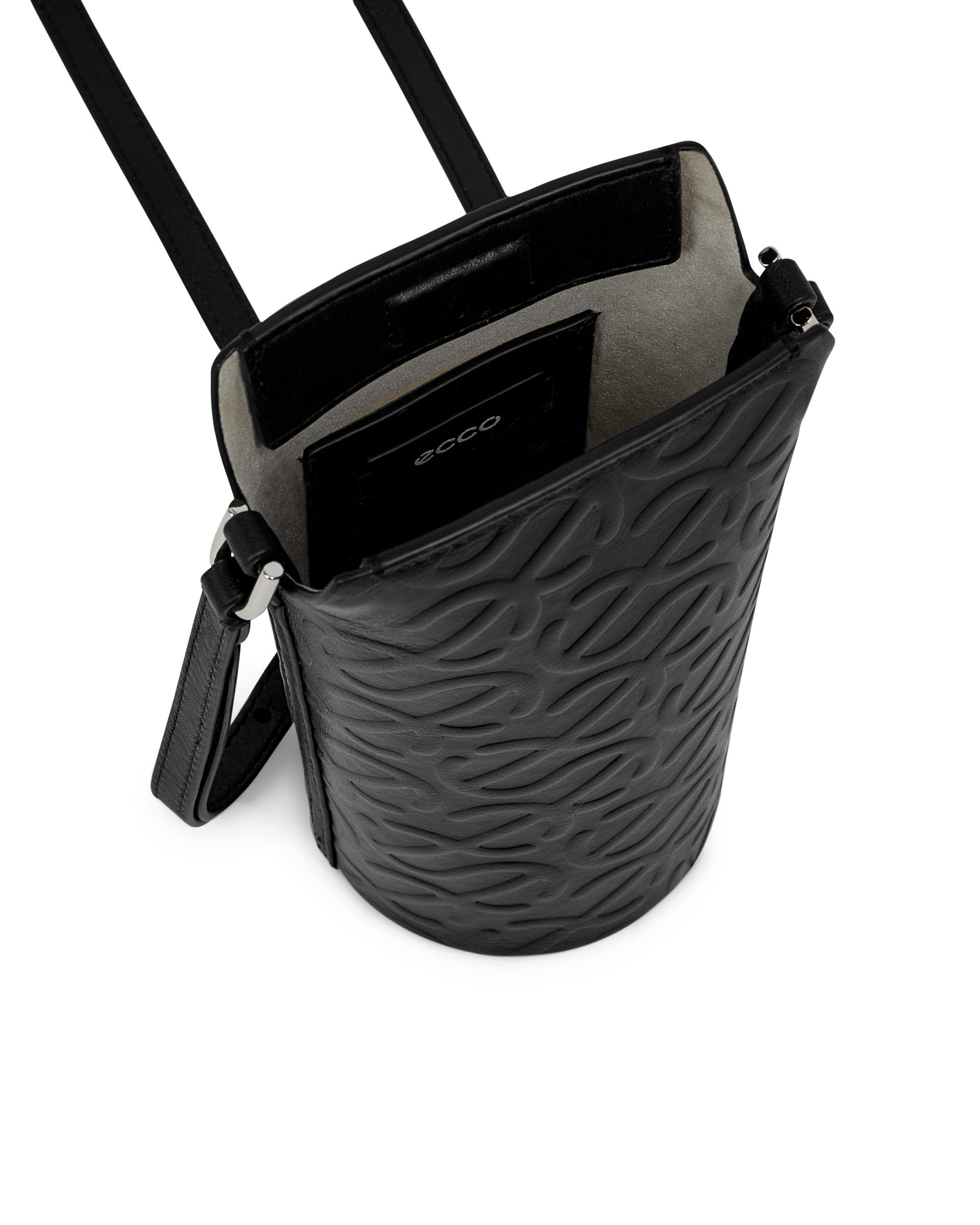 ECCO® Wave Pot Leather Crossbody Bag - Black - Inside