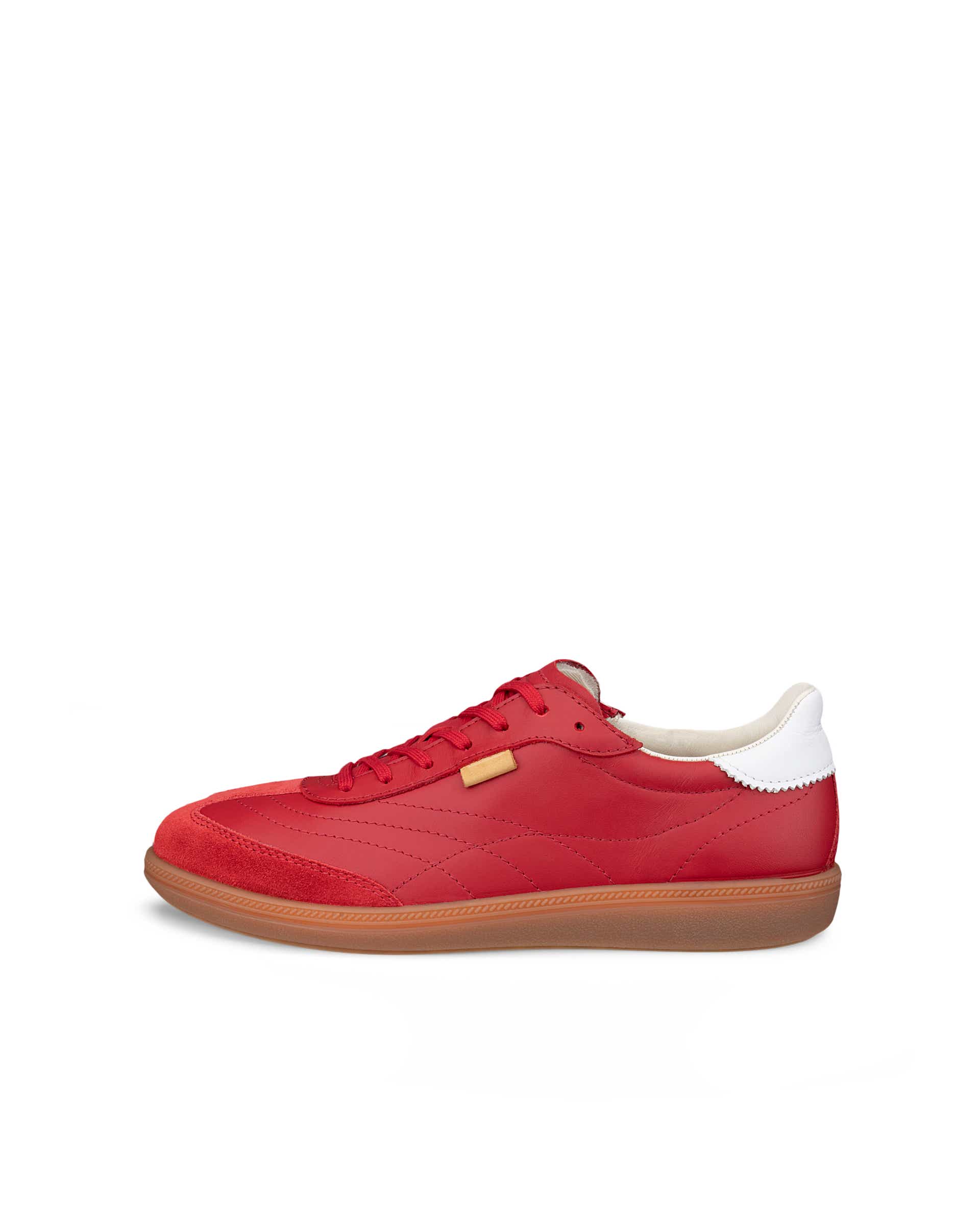 Women's ECCO® Soft 11 Leather Lace-Up Sneaker - Red - Outside