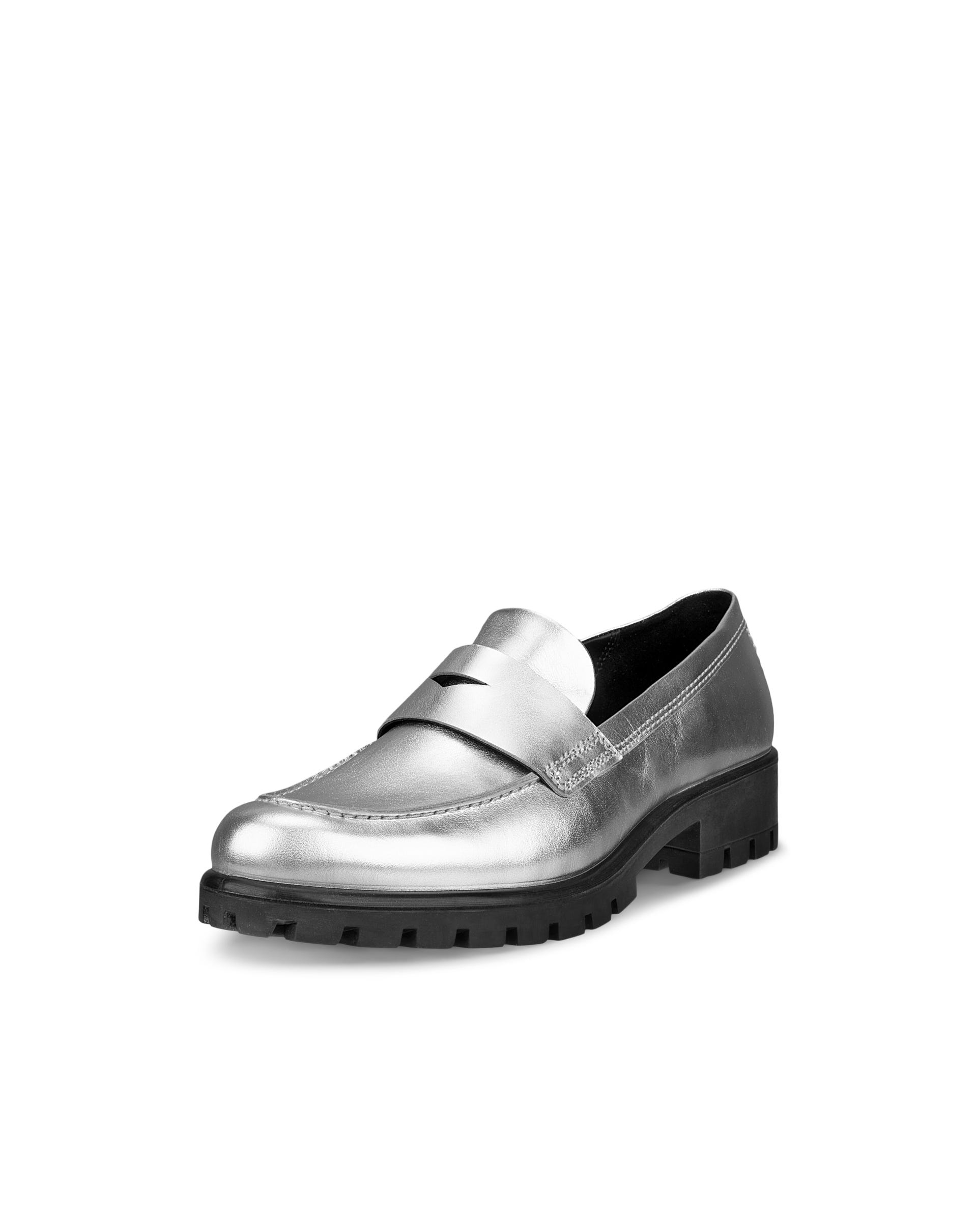 ECCO Modtray ウィメンズ レザーローファー - シルバー - Main
