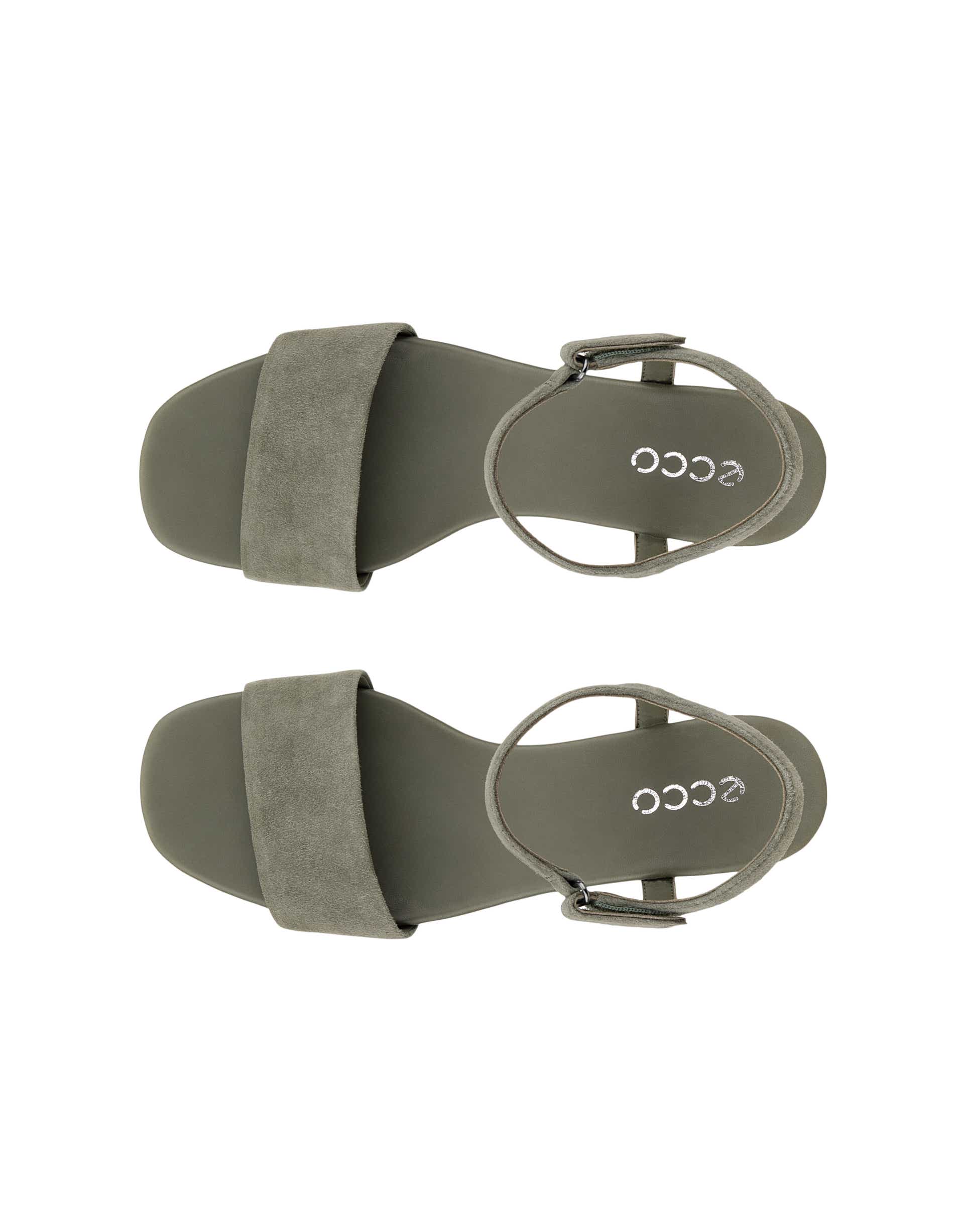 Women's ECCO® Astrid Leather Wedge Sandal - Green - Top left pair