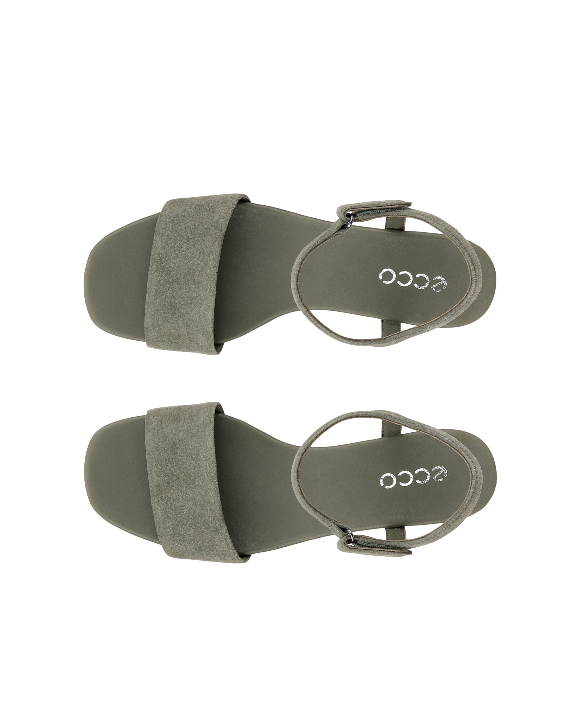 Women's ECCO® Astrid Leather Wedge Sandal - Green - Top left pair