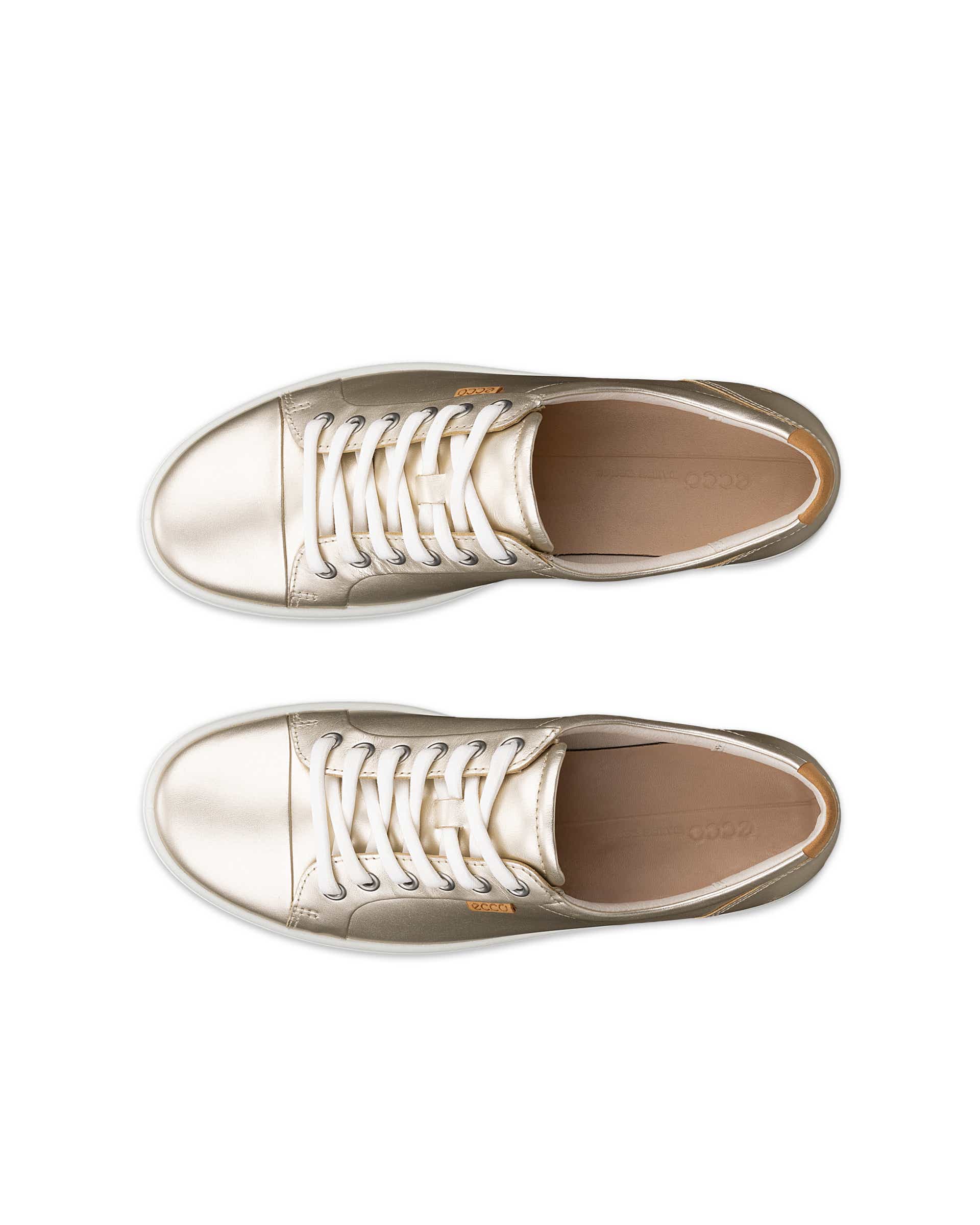 ECCO Soft 7 ウィメンズ レザースニーカー - メタリック - Top left pair