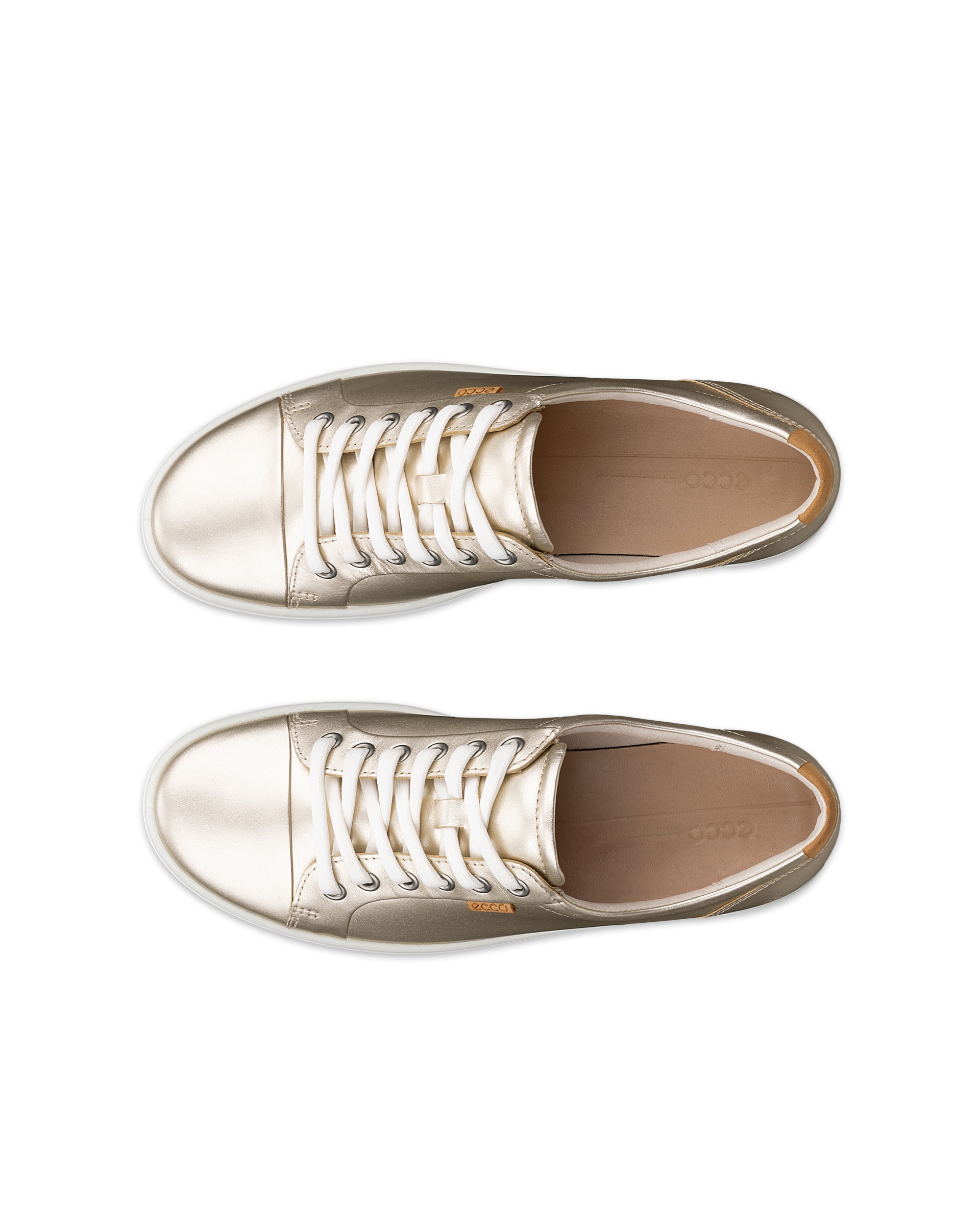 ECCO Soft 7 ウィメンズ レザースニーカー - メタリック - Top left pair