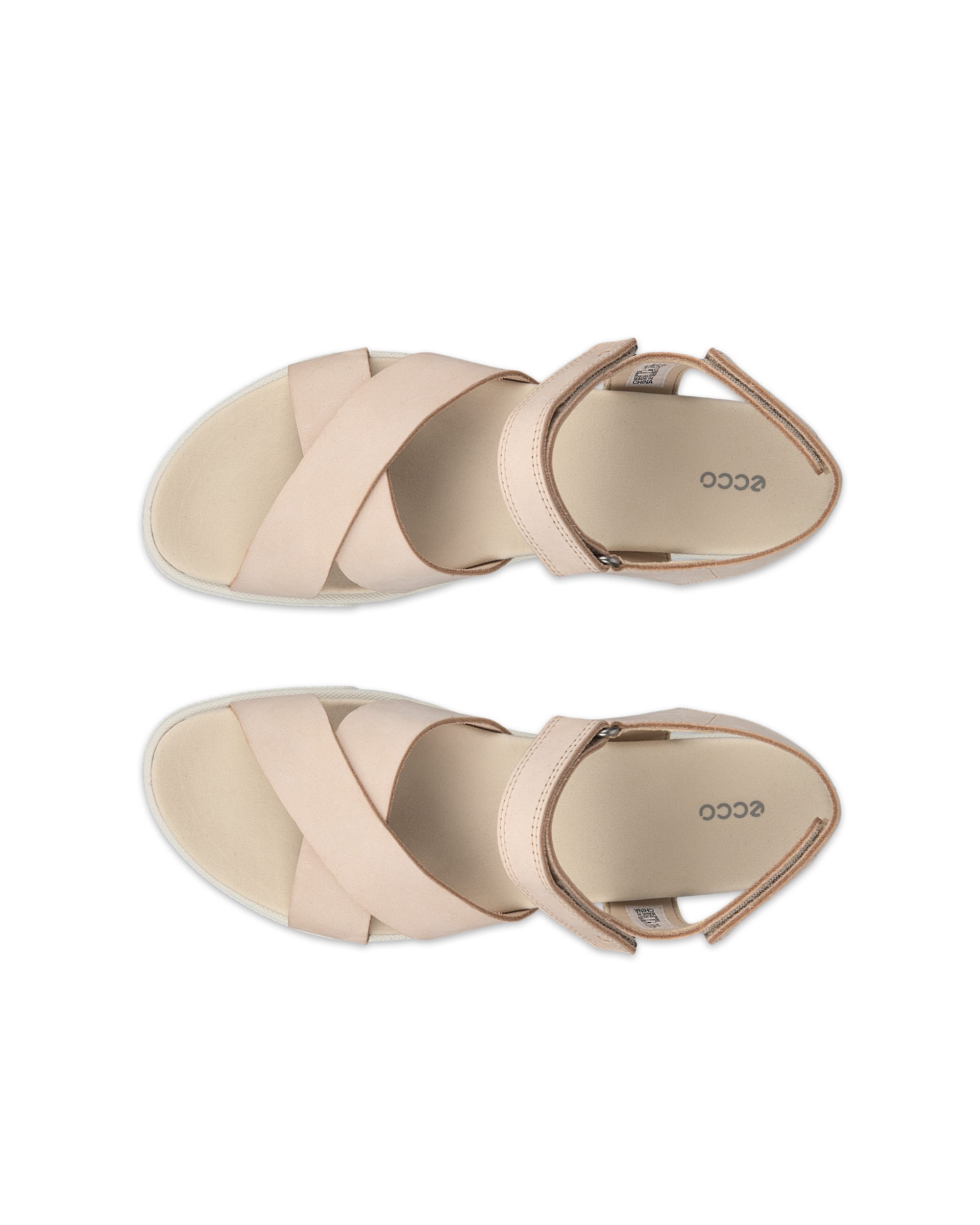 Women's ECCO® Damara Leather Sandal - Beige - Top left pair
