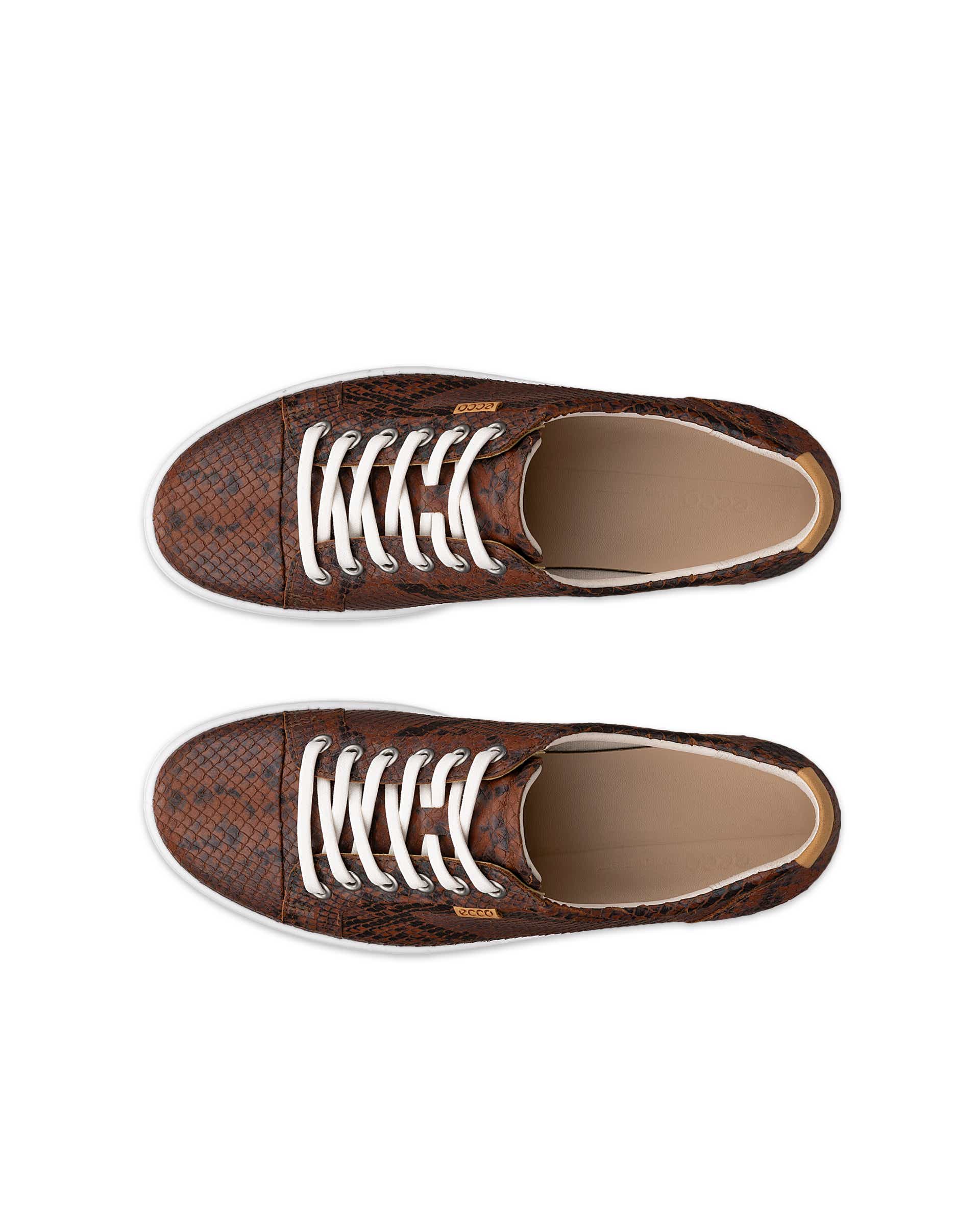 Women's ECCO® Soft 7 Leather Sneaker - Brown - Top left pair