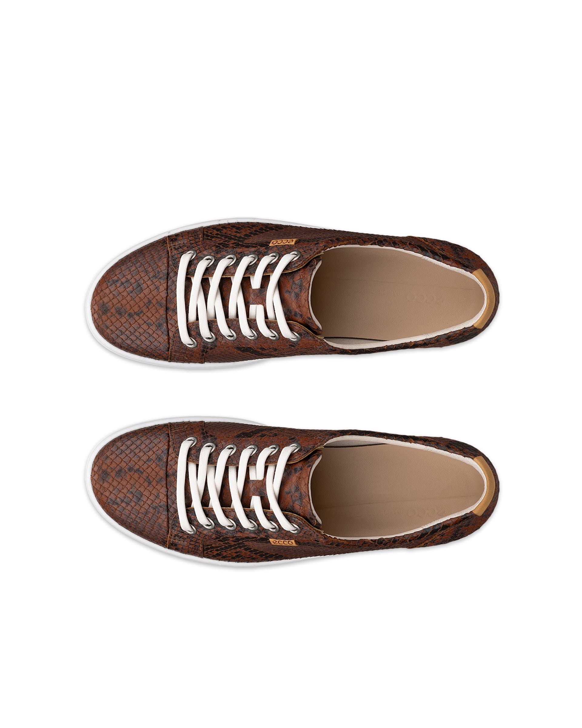 Women's ECCO® Soft 7 Leather Sneaker - Brown - Top left pair