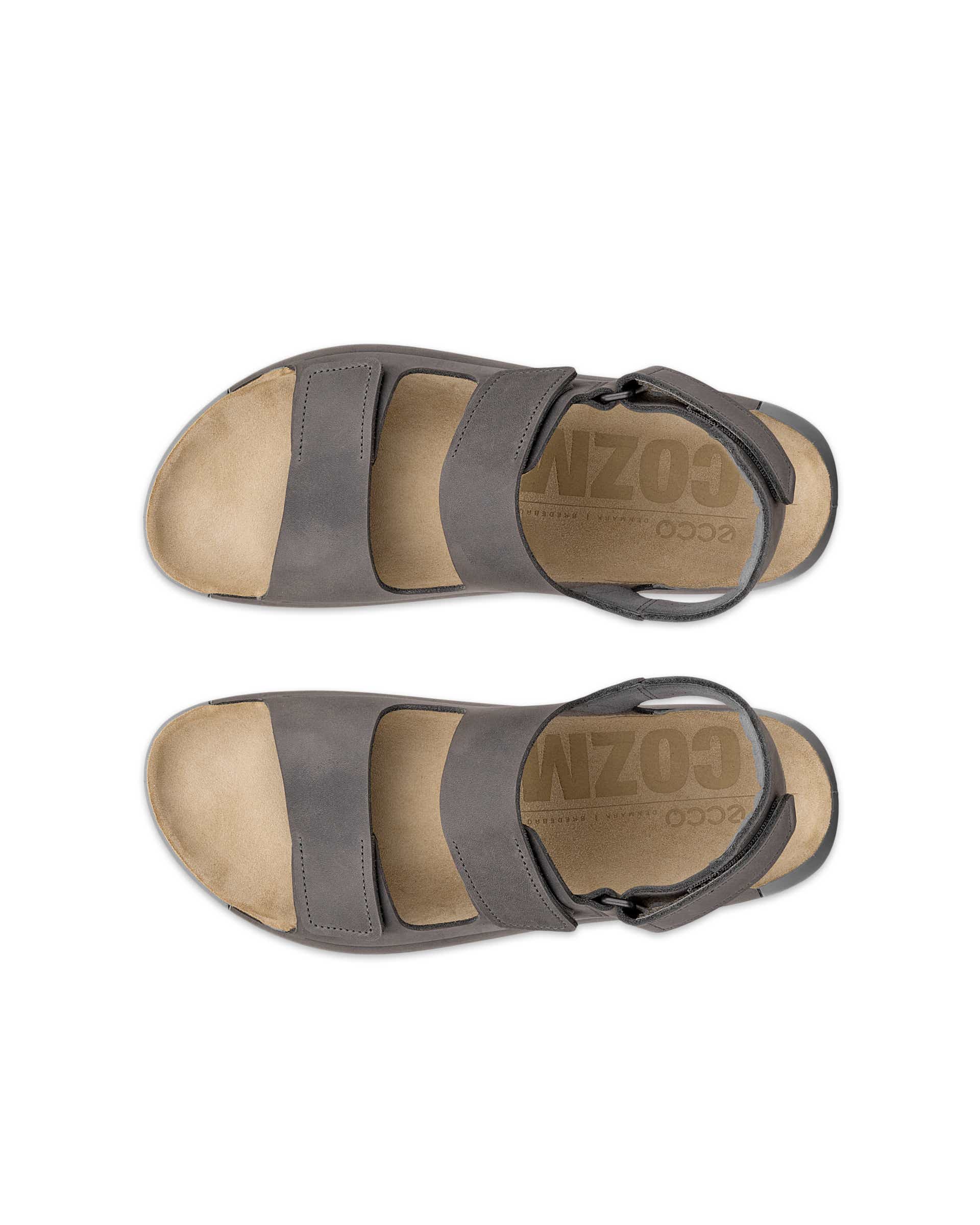 ECCO® Cozmo sandale en nubuck deux brides pour homme - Gris - Top left pair