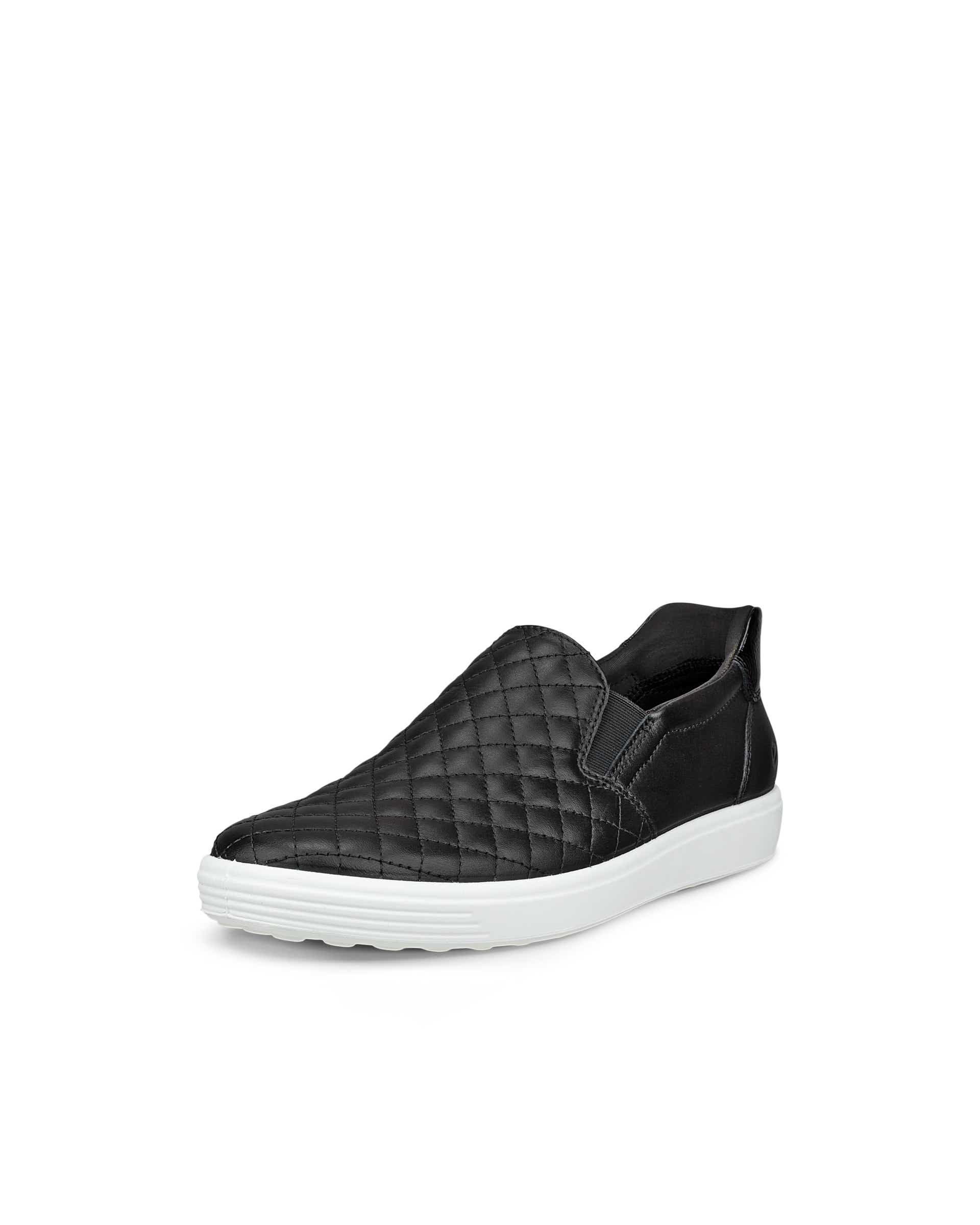 Women's ECCO® Soft 7 Leather Slip-On Shoe - Black - Main