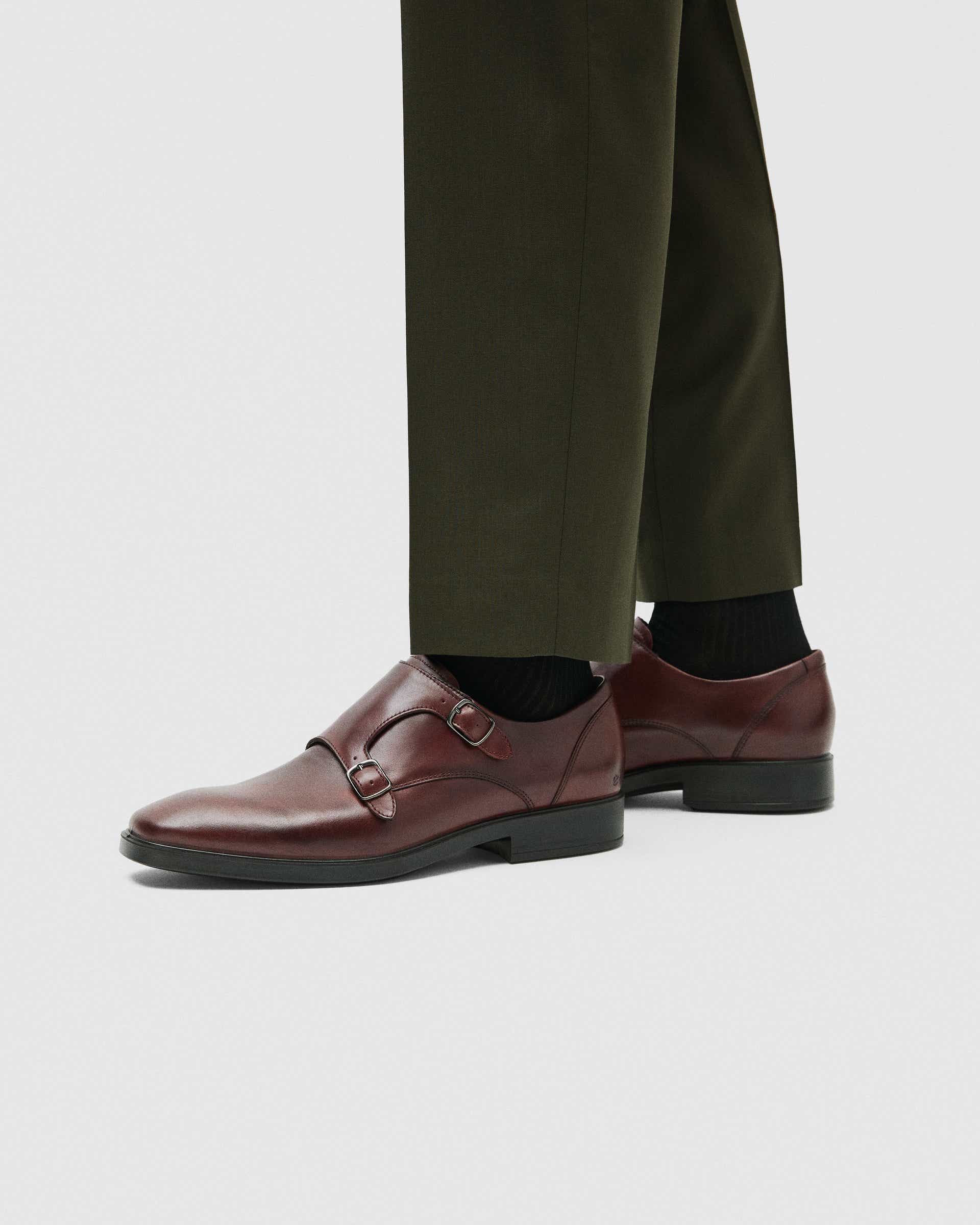 Męskie skórzane buty wizytowe monki ECCO® METROPOLE MILAN - Czerwony - Lifestyle image-1