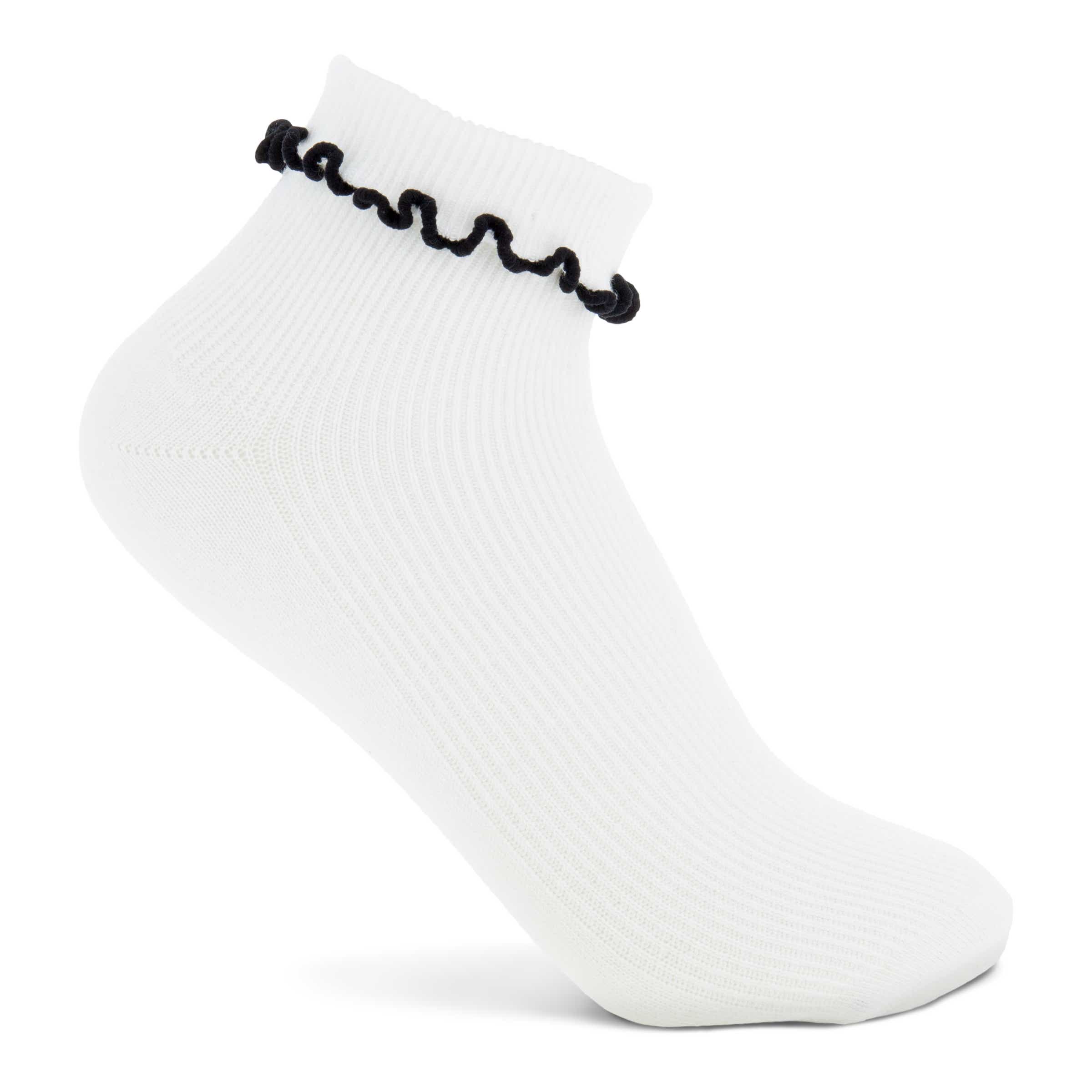 ECCO Women's Ruffled Ankle Socks - White - Detail-1