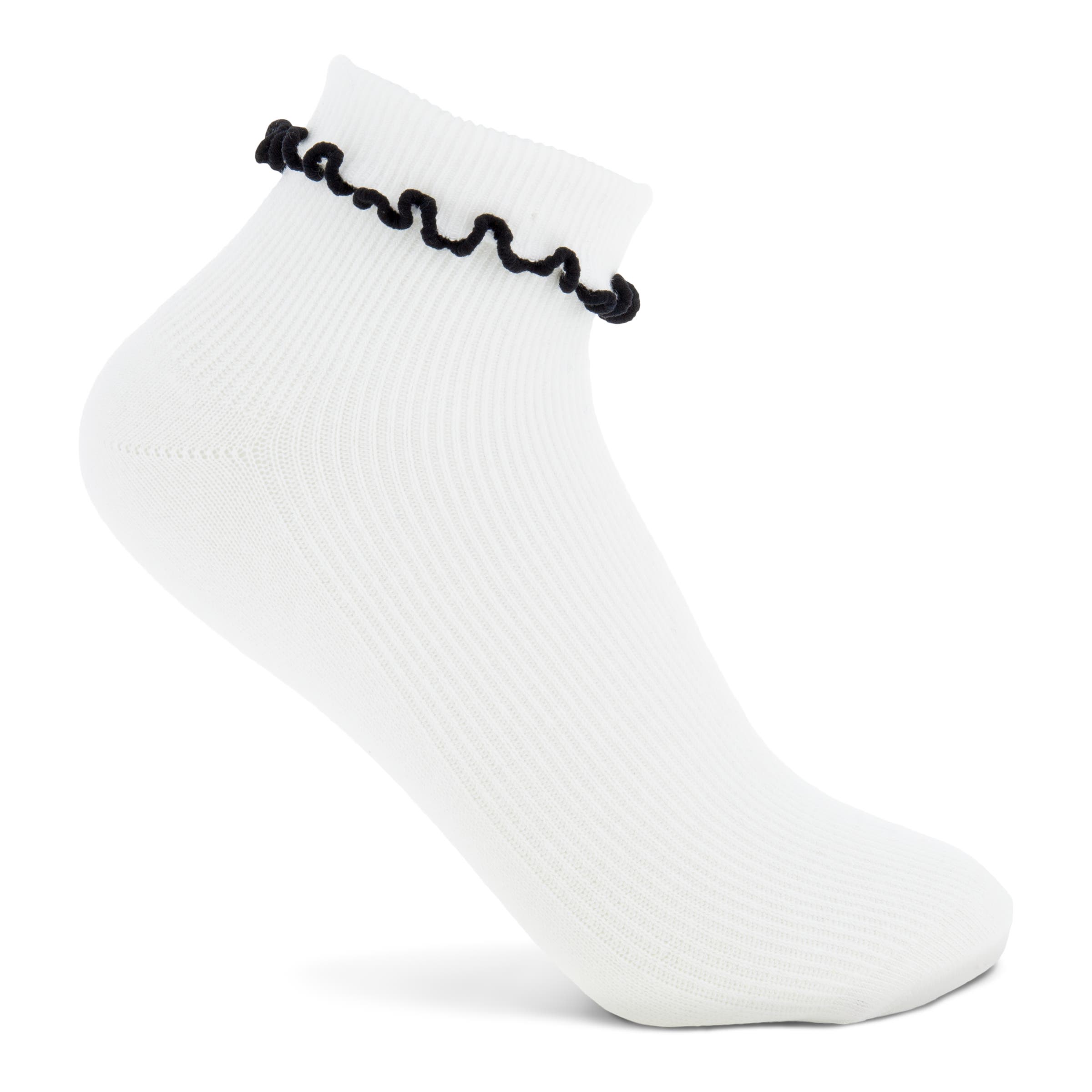 ECCO Women's Ruffled Ankle Socks - White - Detail-1