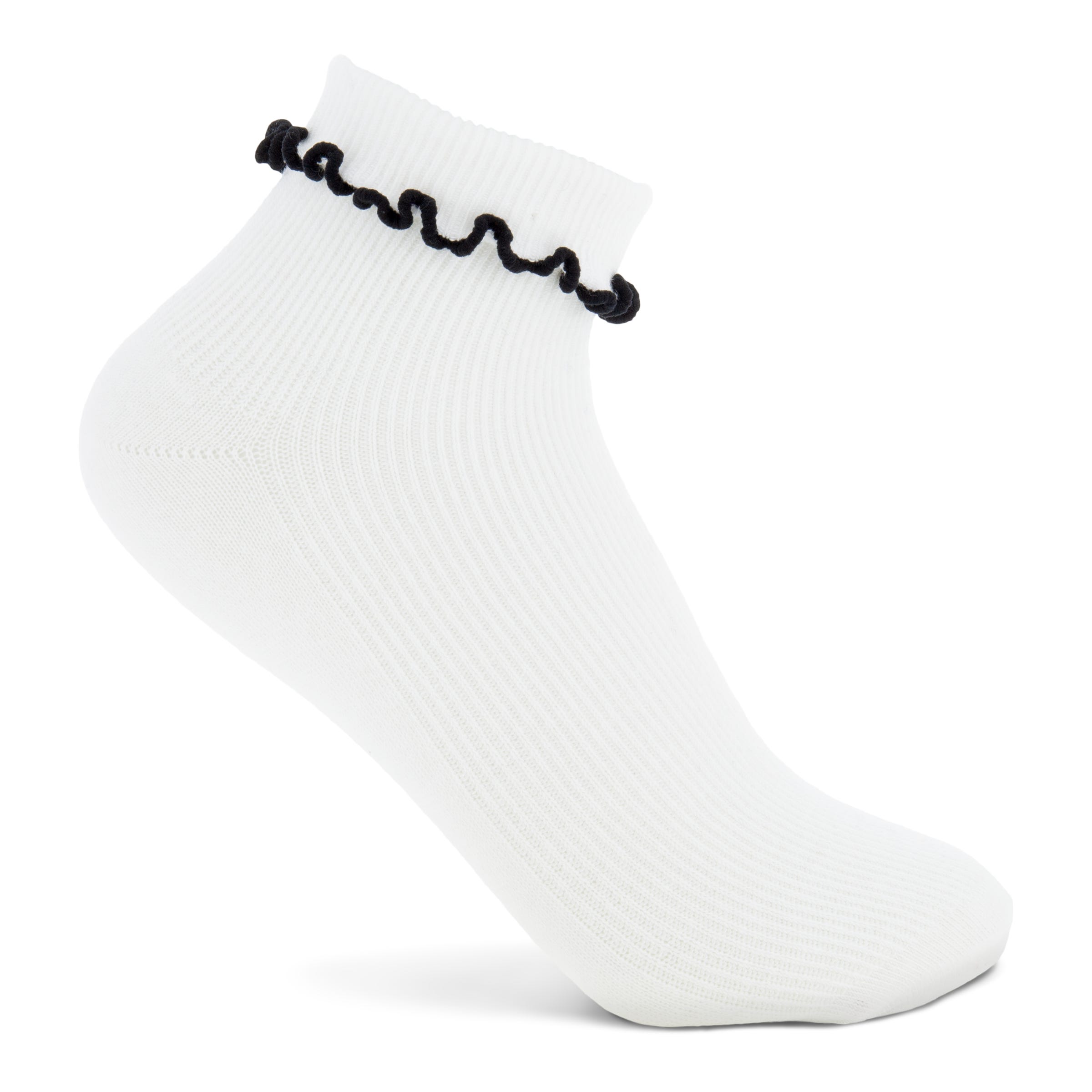 ECCO Women's Ruffled Ankle Socks - White - Detail-1