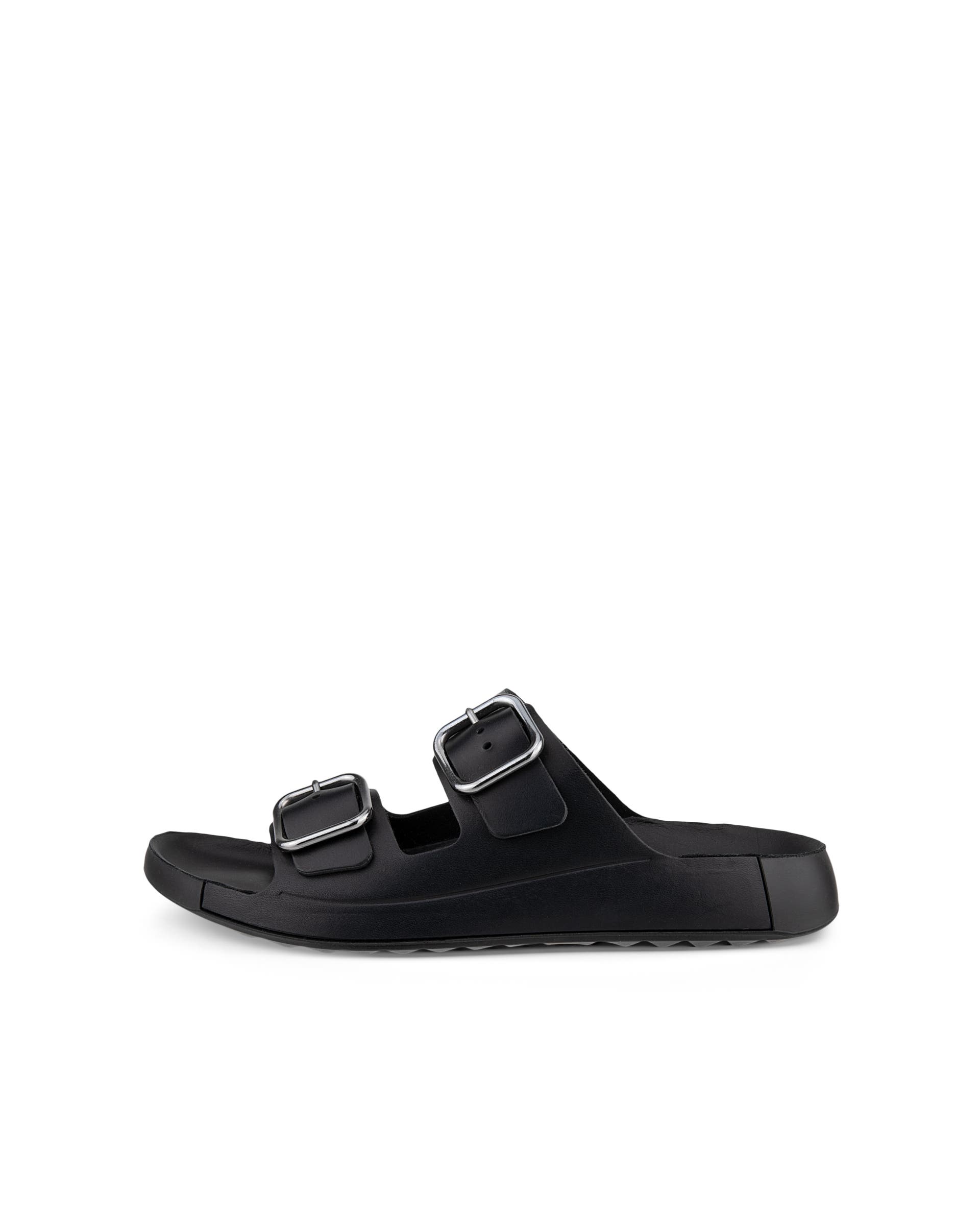 Men's ECCO® Cozmo Leather Buckle Two Strap Sandal - Black - Outside