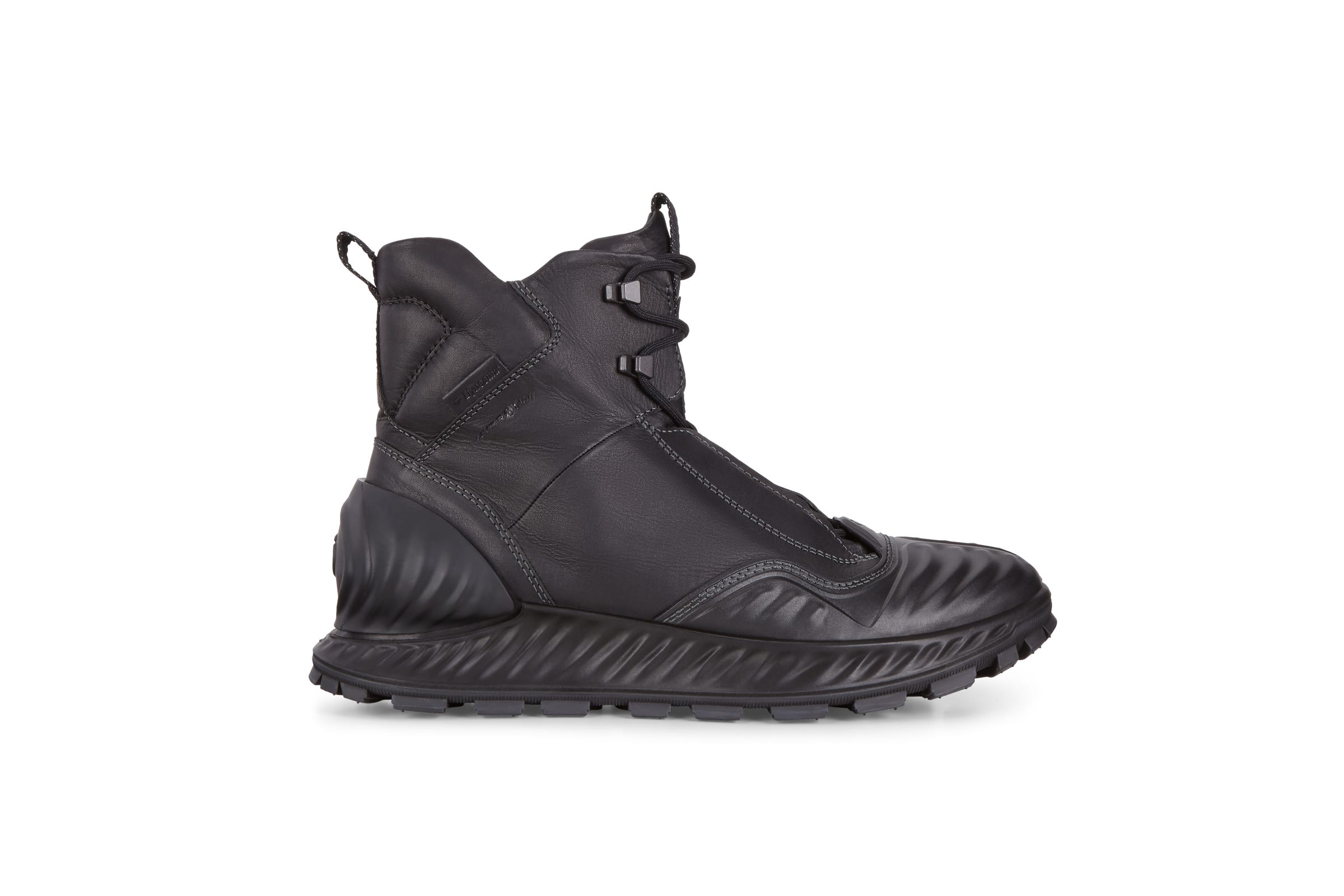 Men's ECCO® Exostrike Leather Mid-Cut Waterproof Outdoor Boot - Black - Outside