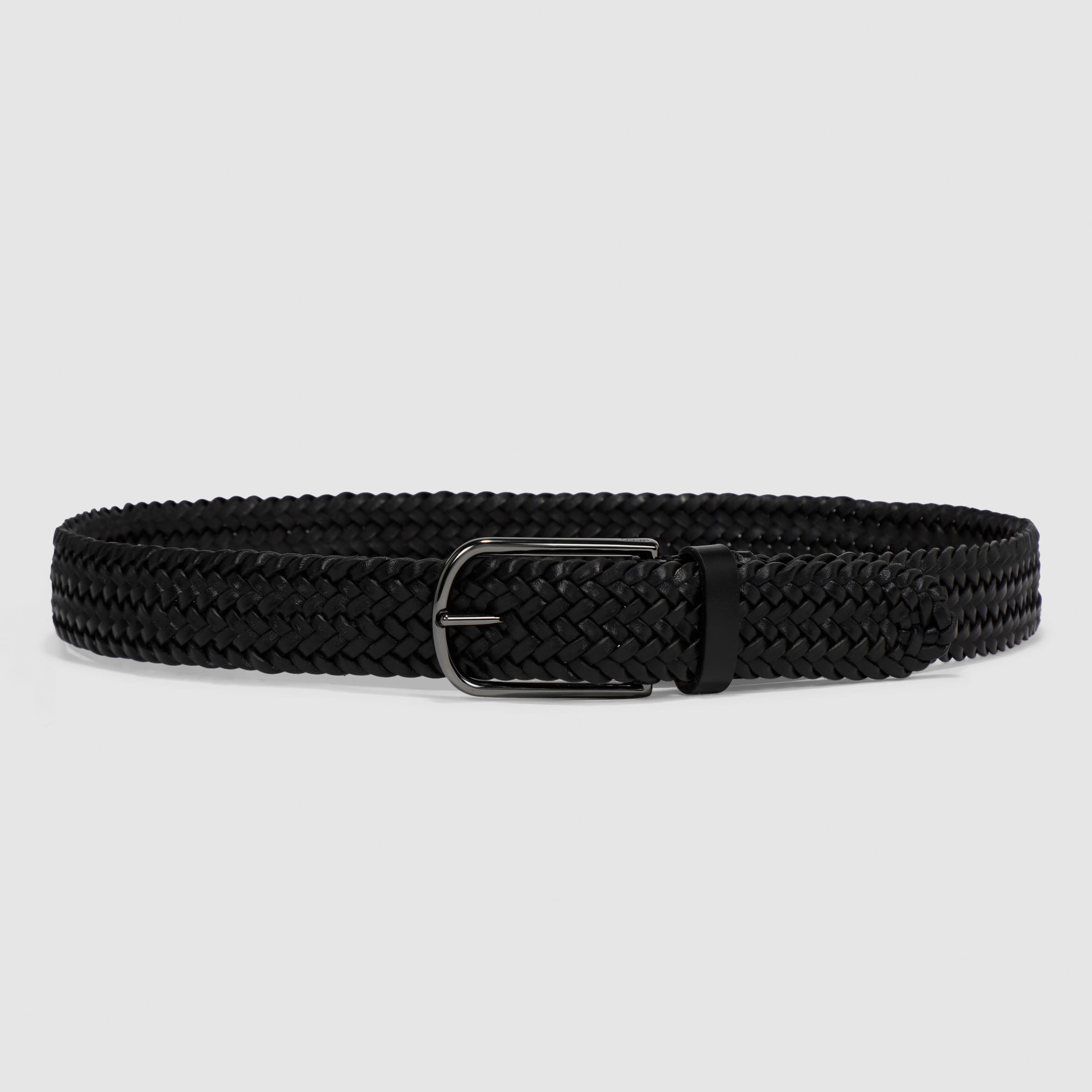 Men's ECCO® Textile Formal Braided Belt - Black - Main