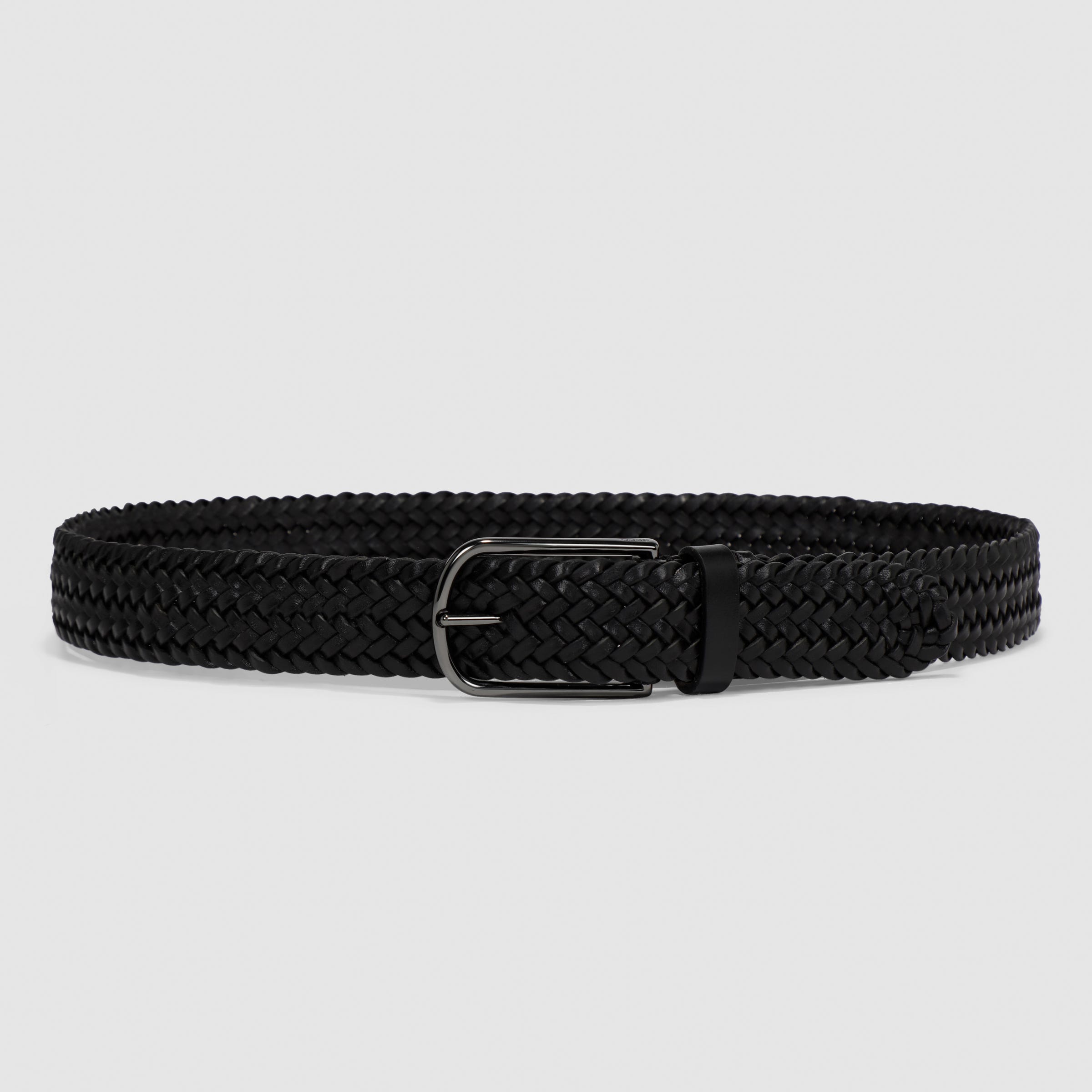 Men's ECCO® Textile Formal Braided Belt - Black - Main