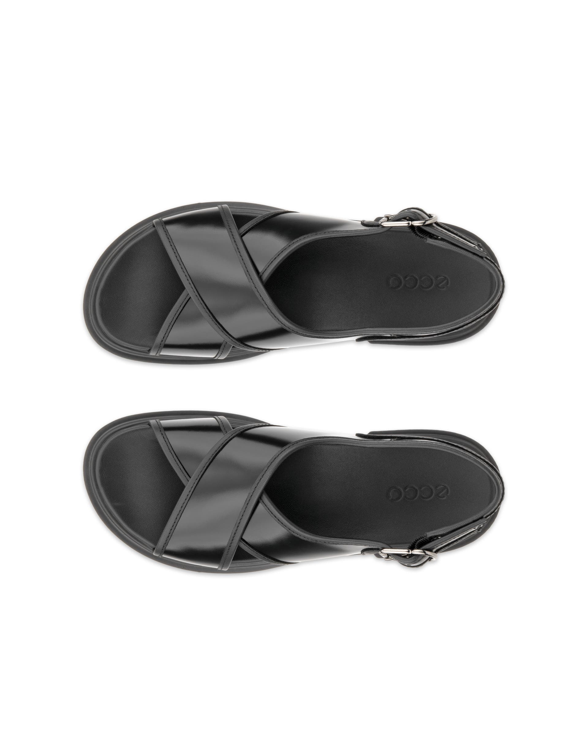 Women's ECCO® METROPOLE SEOUL Leather Sandal - Black - Top left pair