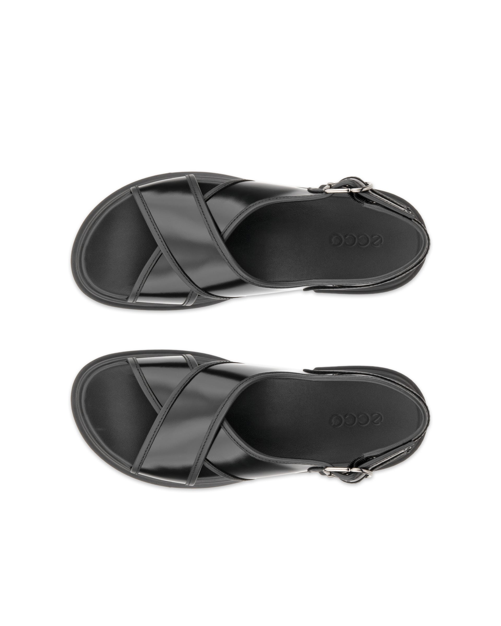 Women's ECCO® METROPOLE SEOUL Leather Sandal - Black - Top left pair