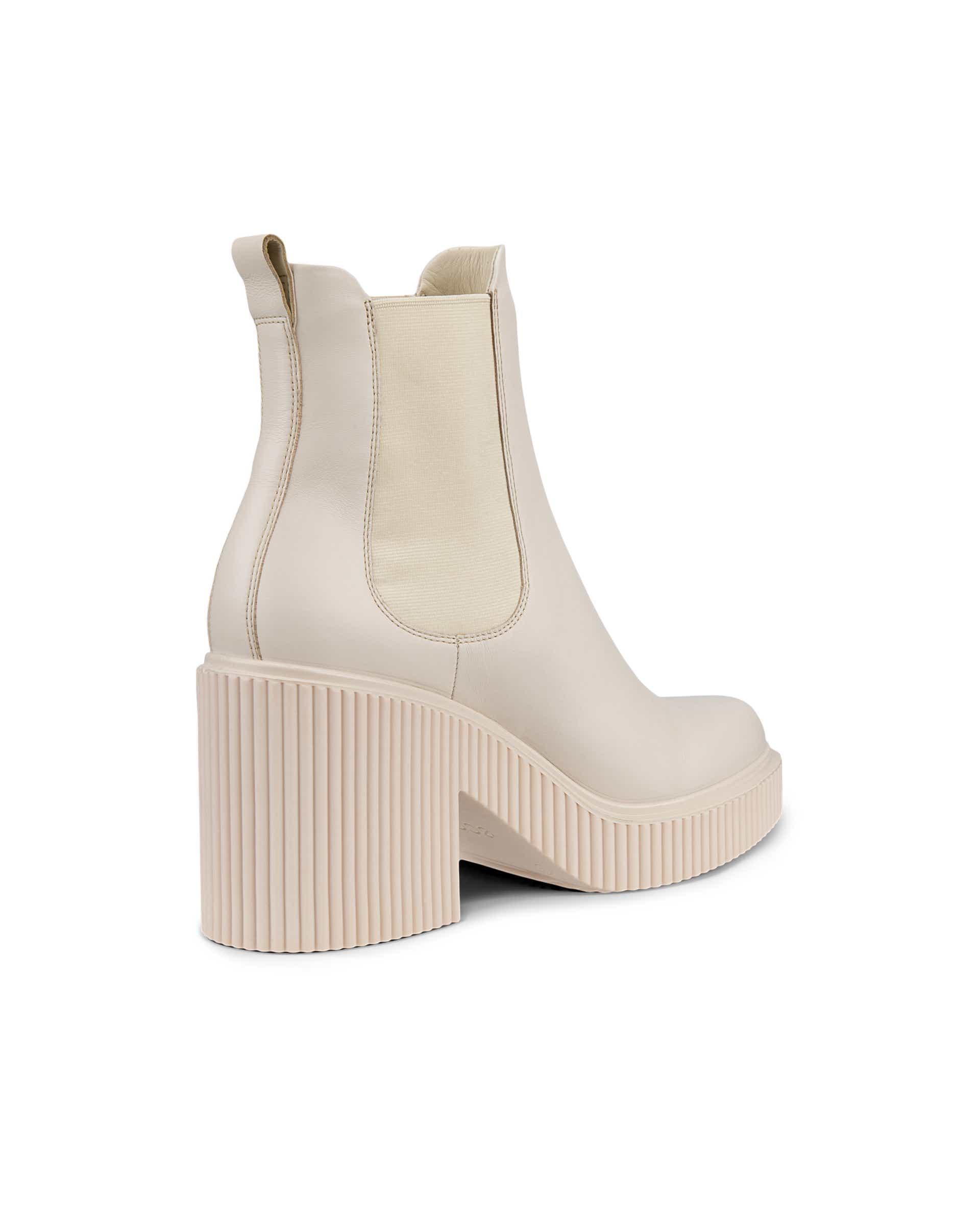 ECCO Fluted Heel ウィメンズ レザーチェルシーブーツ - ベージュ - Back