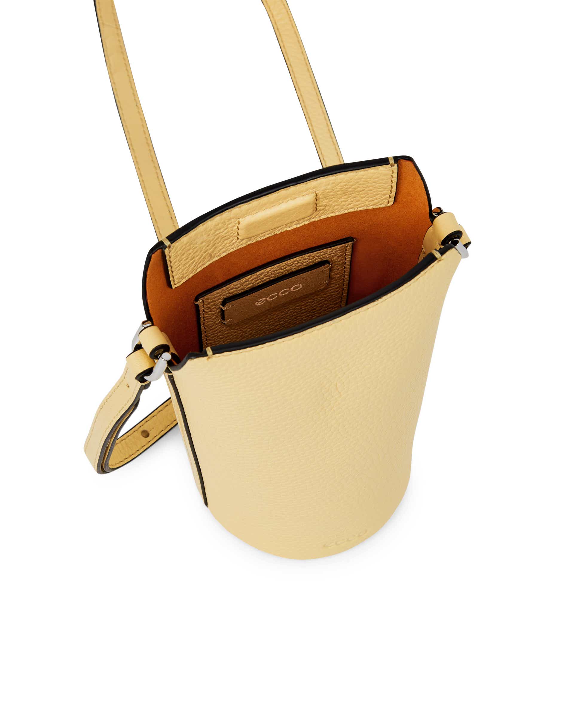 ECCO® Textureblock Pot Leather Crossbody Bag - Yellow - Inside