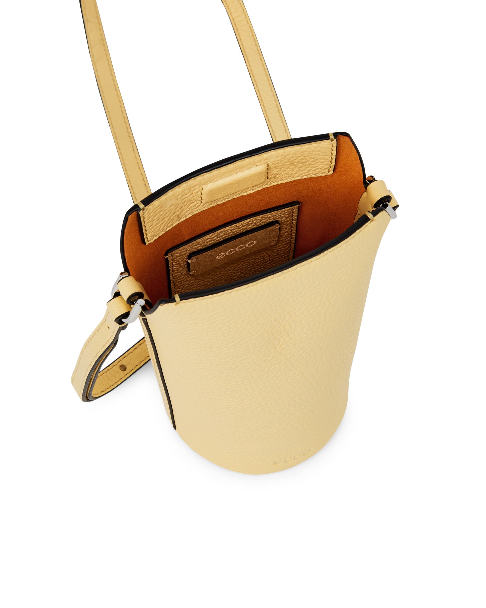 ECCO® Textureblock Pot Leather Crossbody Bag - Yellow - Inside