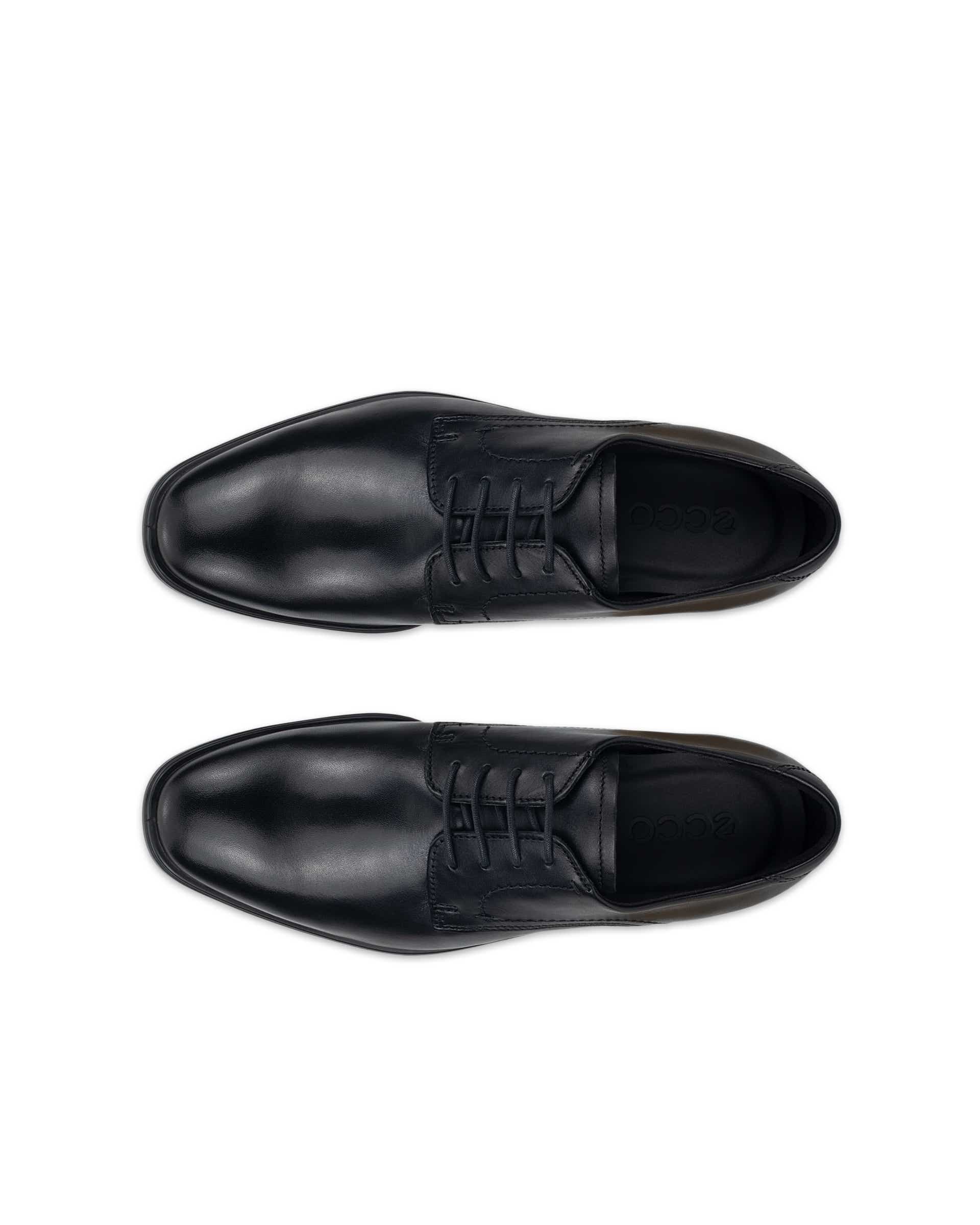 Men's ECCO® MELBOURNE Leather Derby Shoe - Black - Top left pair