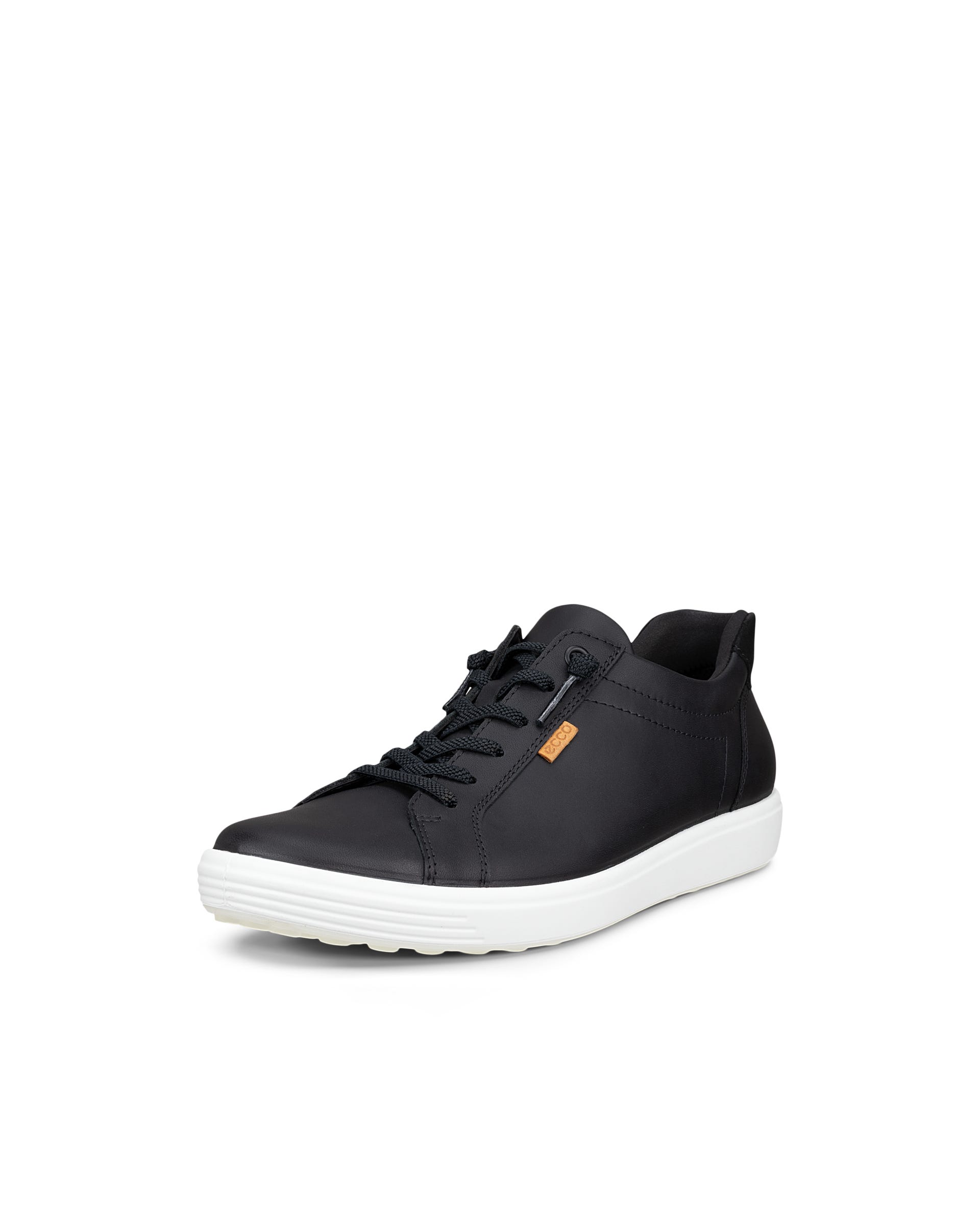 Women's ECCO® SOFT 7 Leather Trainer - Black - Outside
