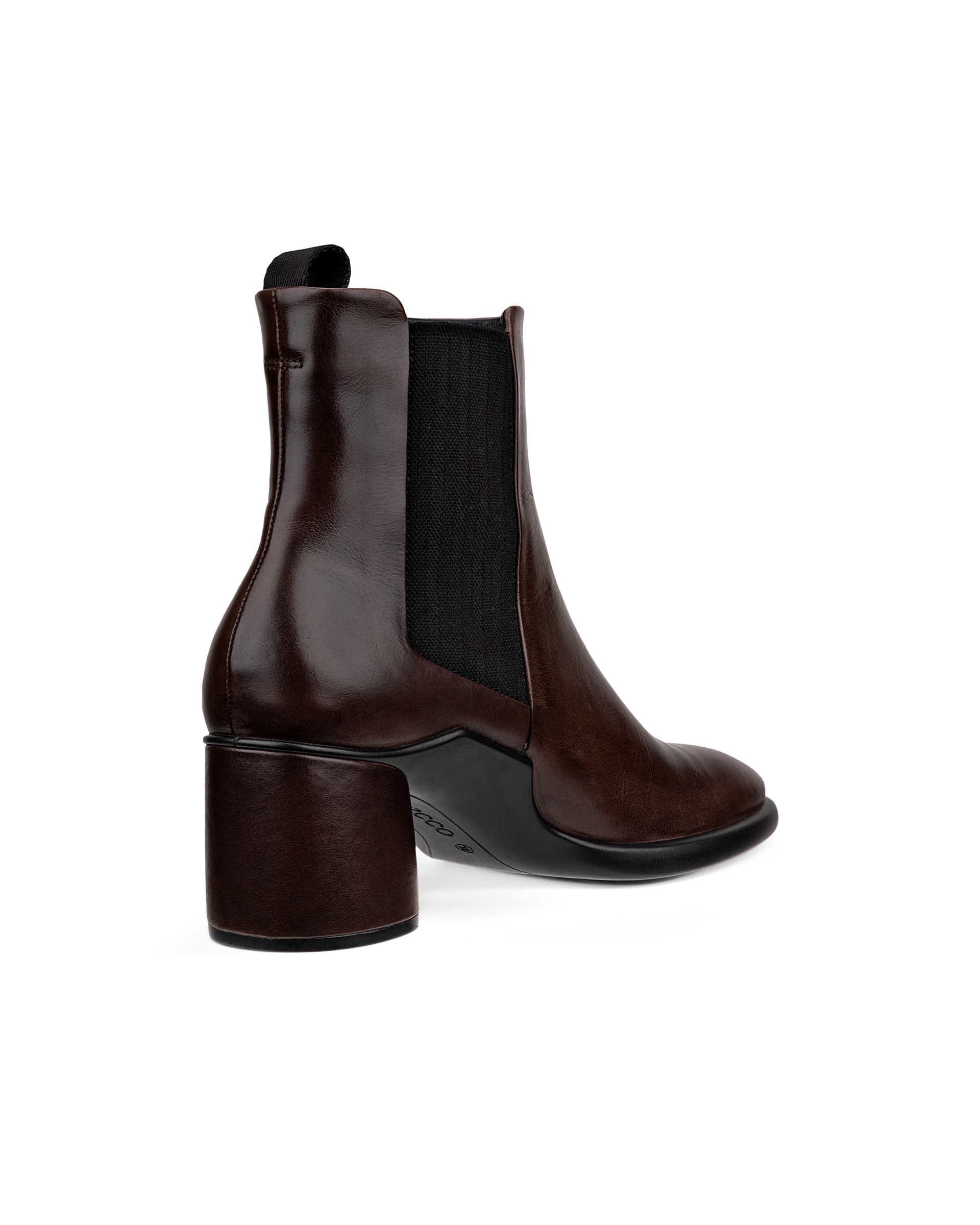 Women's ECCO® Sculpted LX 55 Leather Chelsea Boot Heel - Brown - Back