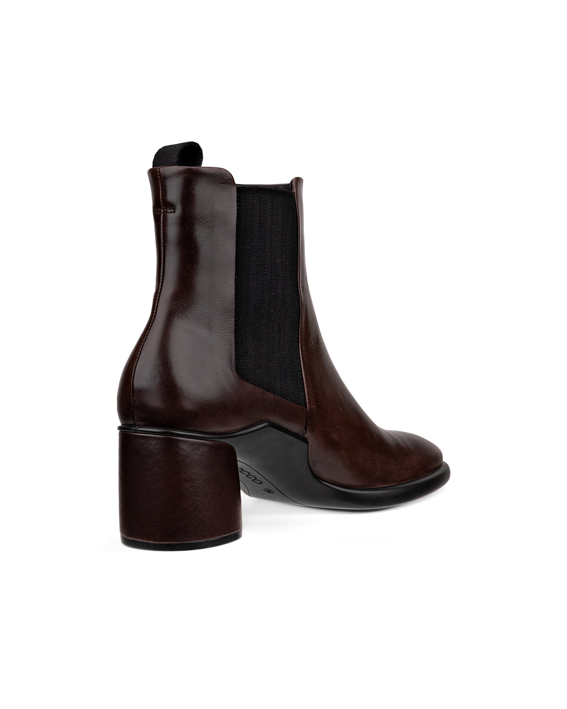 Ženski usnjeni gležnjarji z elastiko in peto ECCO® Sculpted LX 55 - Rjava - Back
