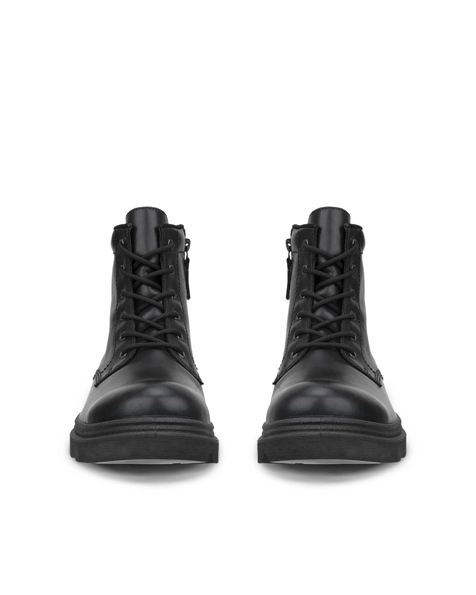 Men's ECCO® GRAINER Leather Lace-Up Mid-Cut Boot - Black - Front pair