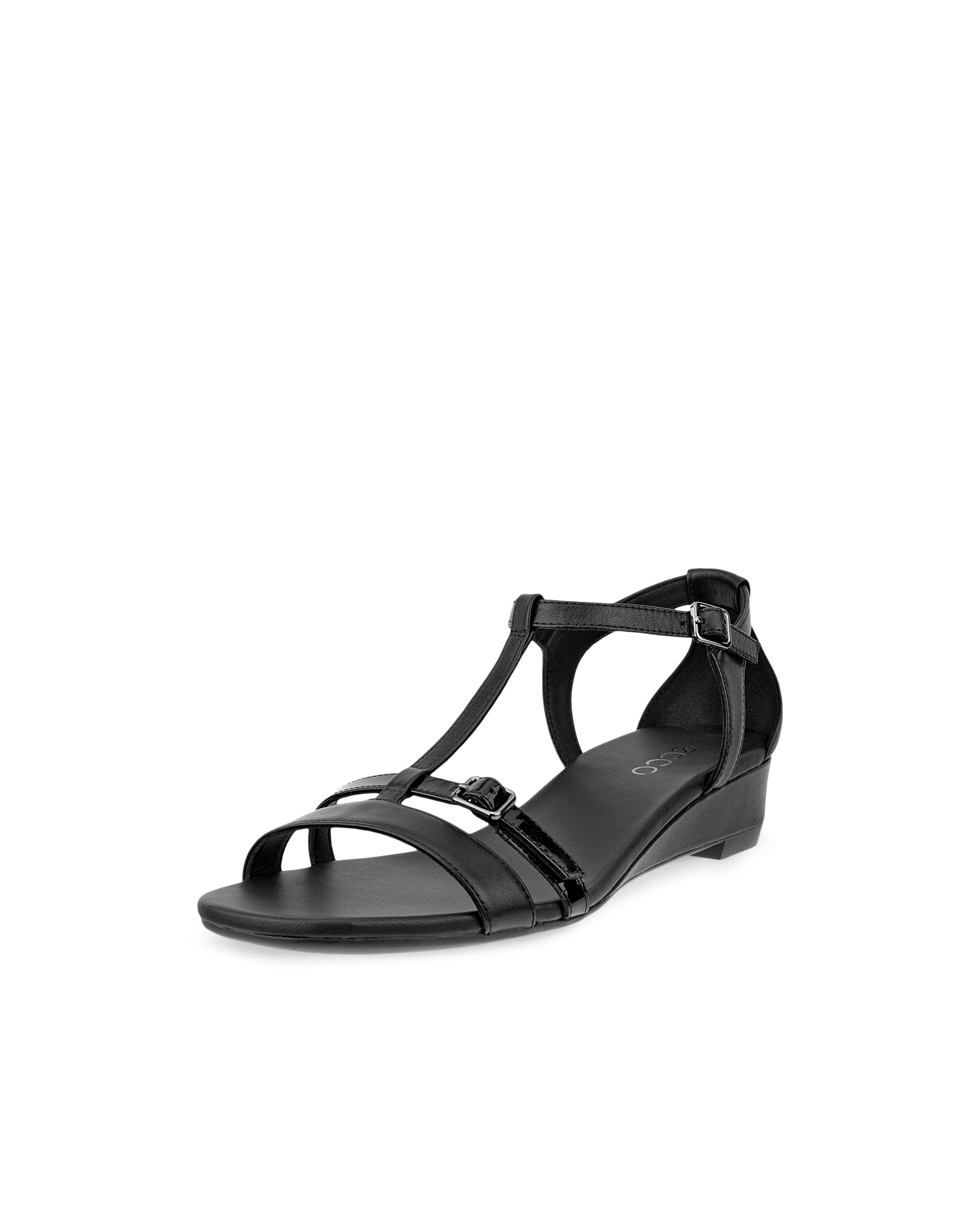 Damskie skórzane sandały na koturnie ECCO® ASTRID - Czarny - Main