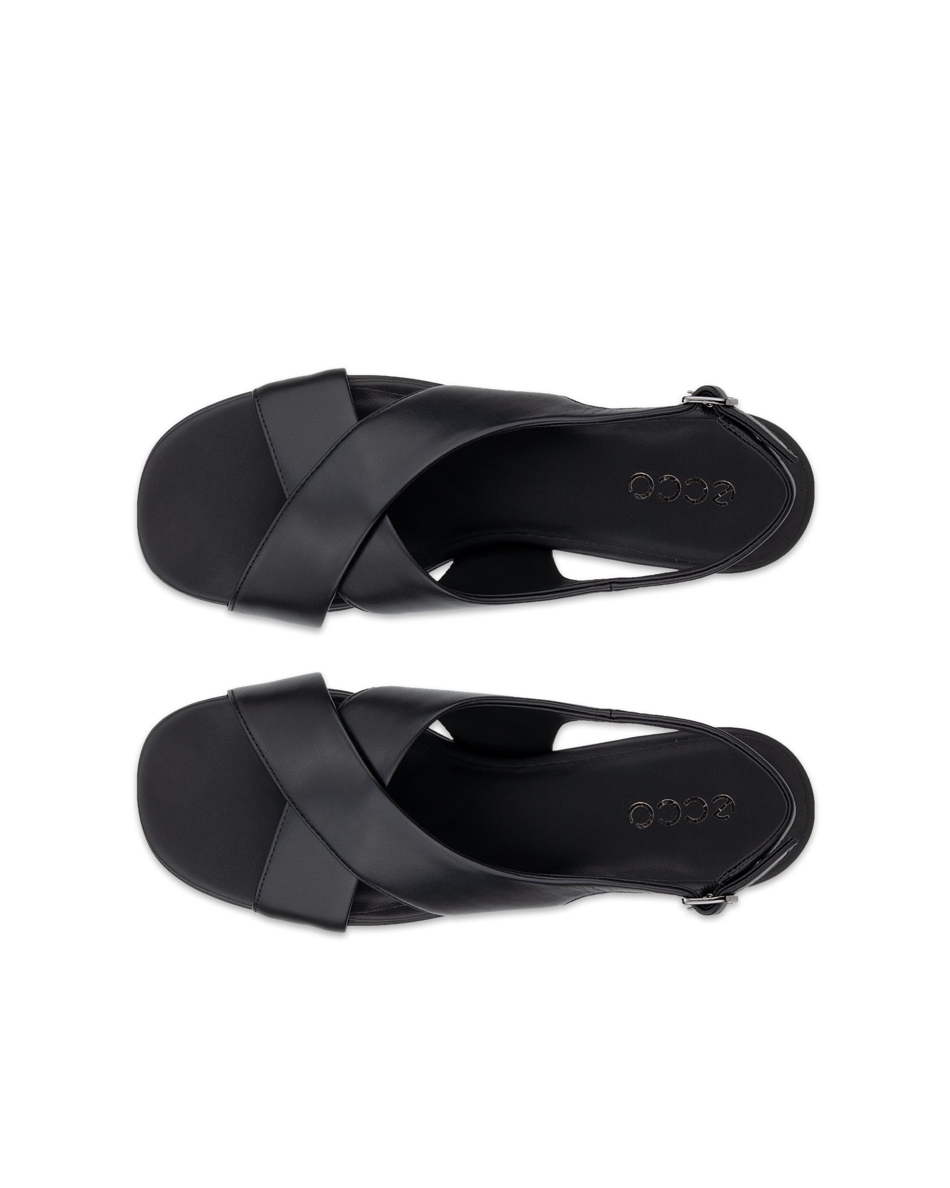 ECCO Sculpted Alba 25 ウィメンズ レザーヒールサンダル - ブラック - Top left pair