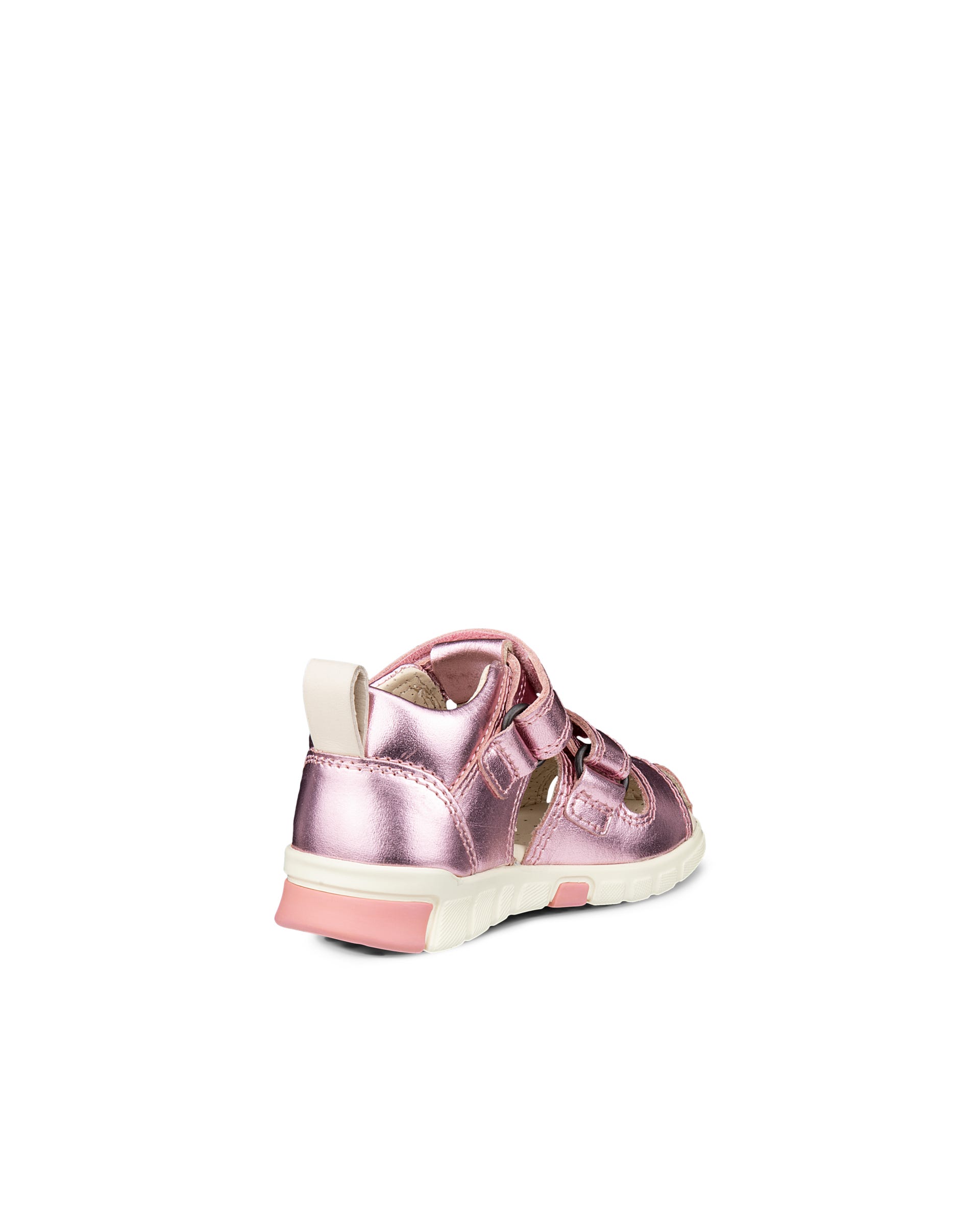 Kids' ECCO® Mini Stride Leather Fisherman Sandal - Pink - Back