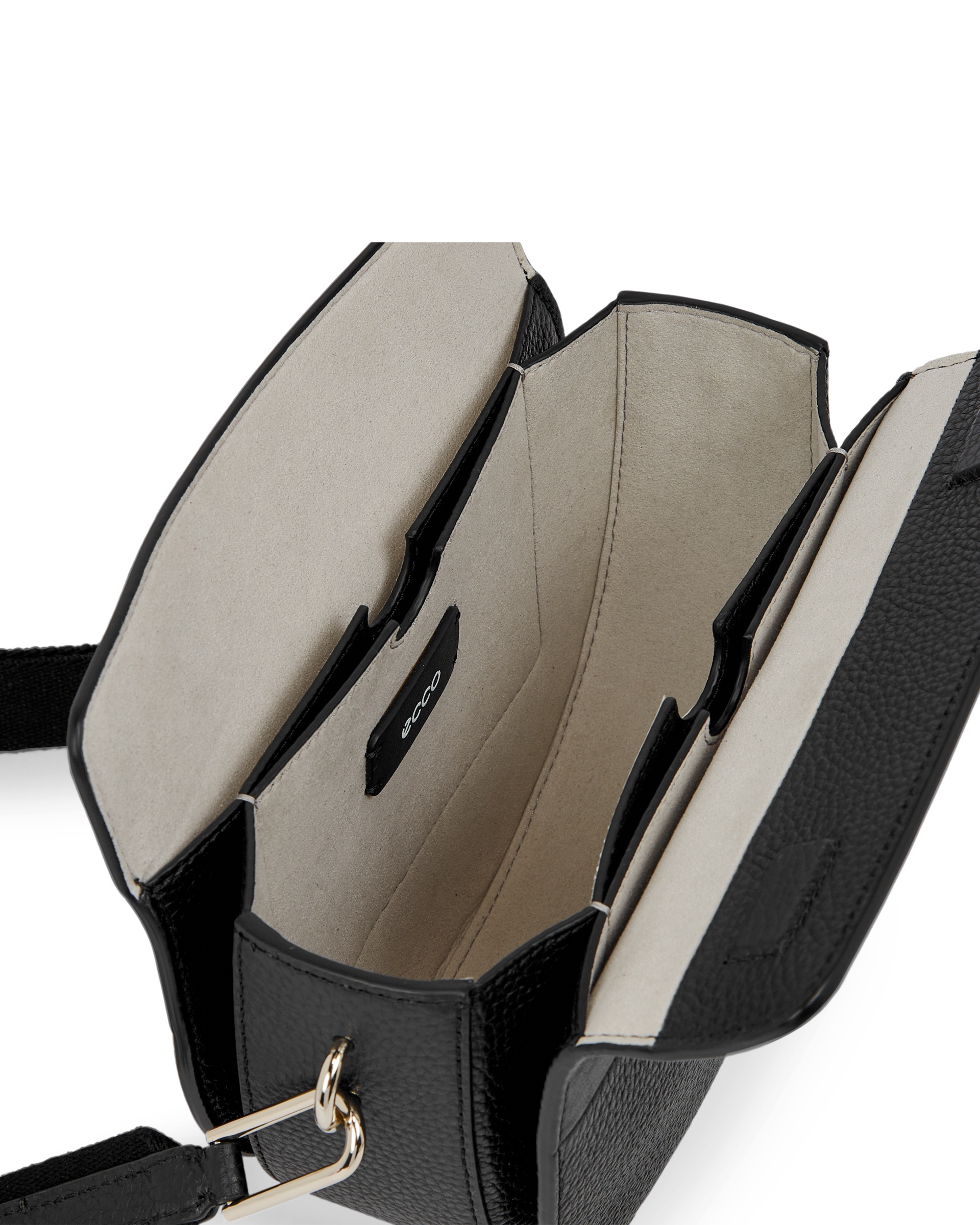 ECCOยฎ Textureblock Leather Saddle Bag - Black - Inside