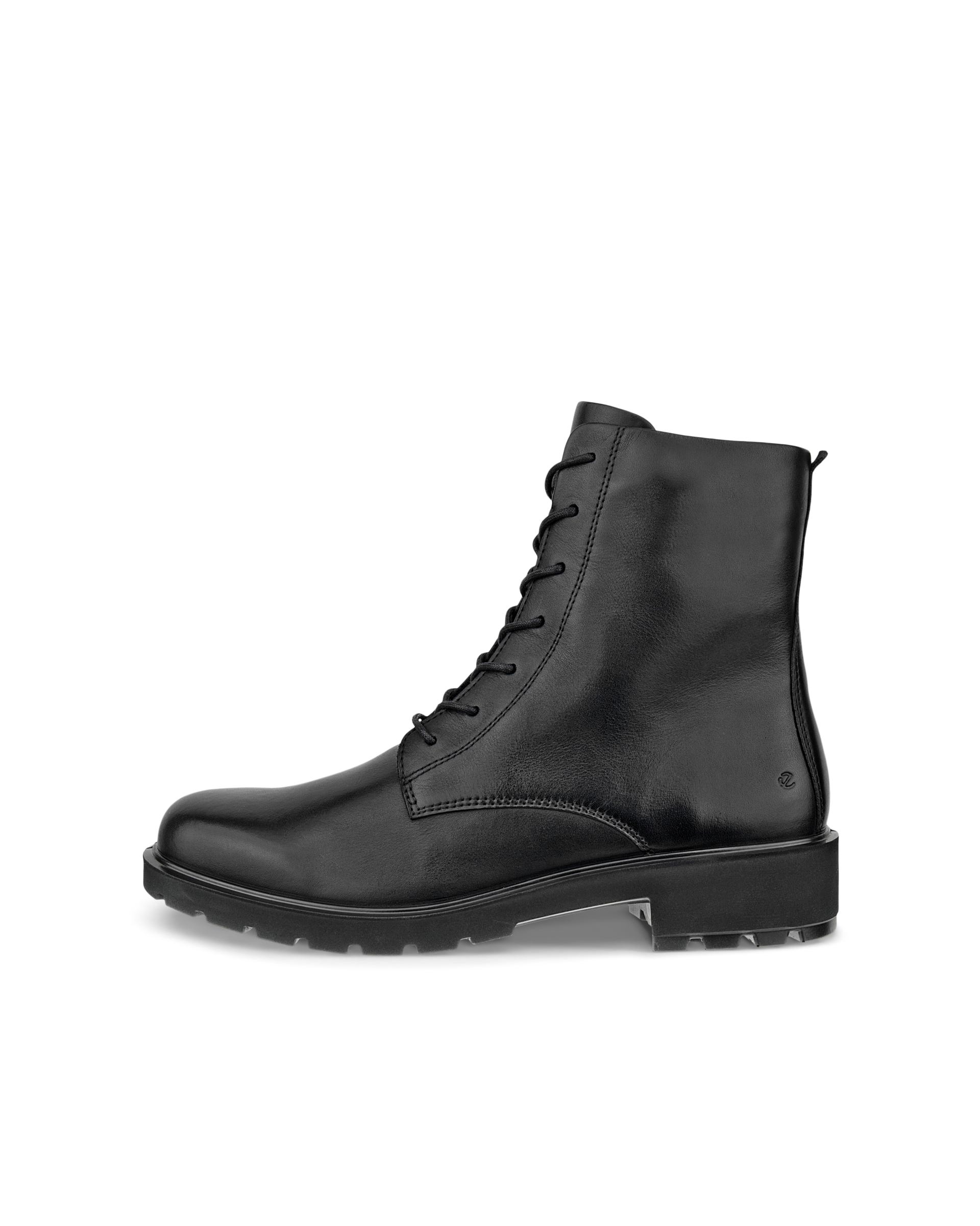 Women's ECCO® Metropole Vienna Leather Mid-Cut Lace-Up Boot - Black - Outside