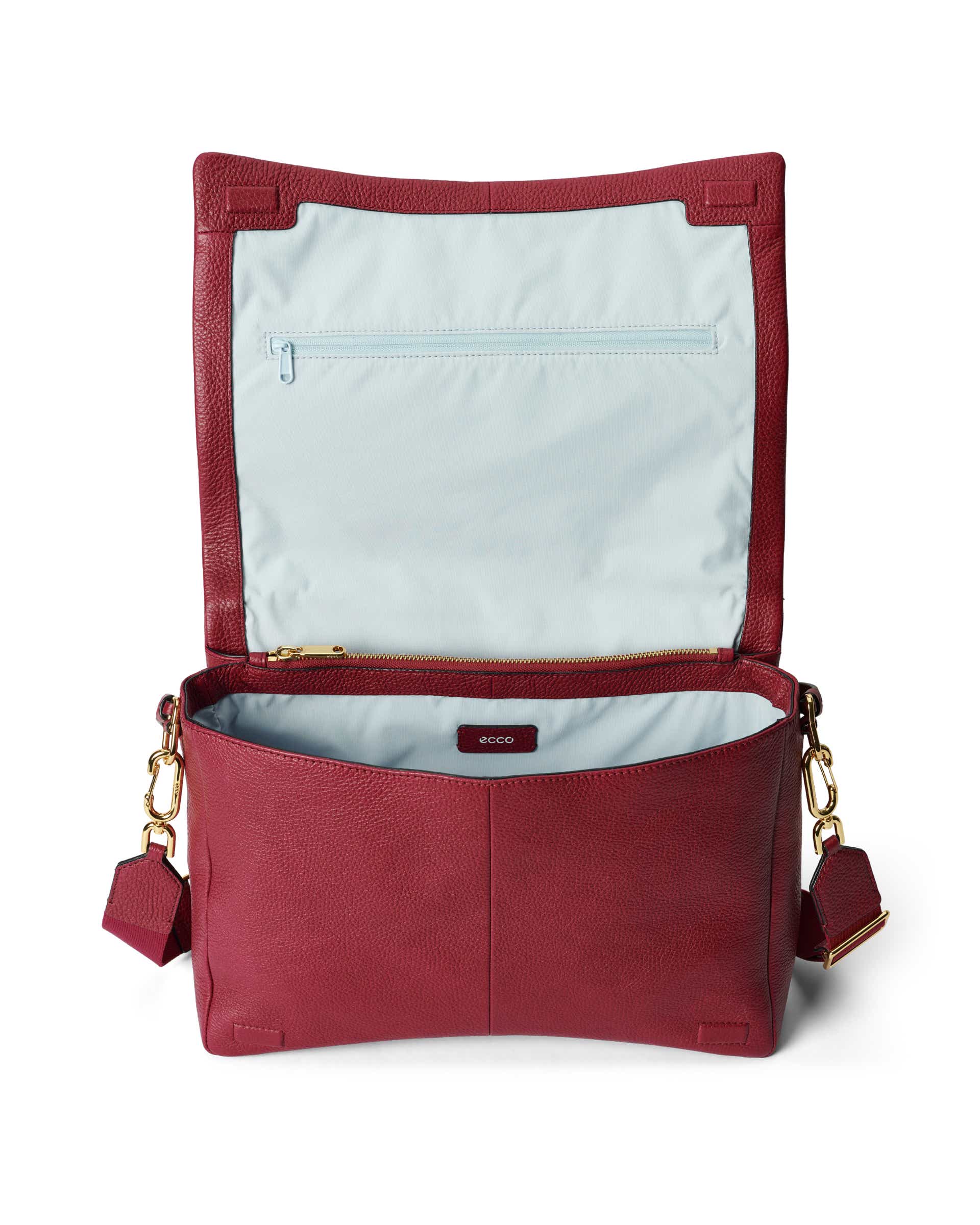 ECCO® Extra-Large Pinch Leather Shoulder Bag - Red - Inside