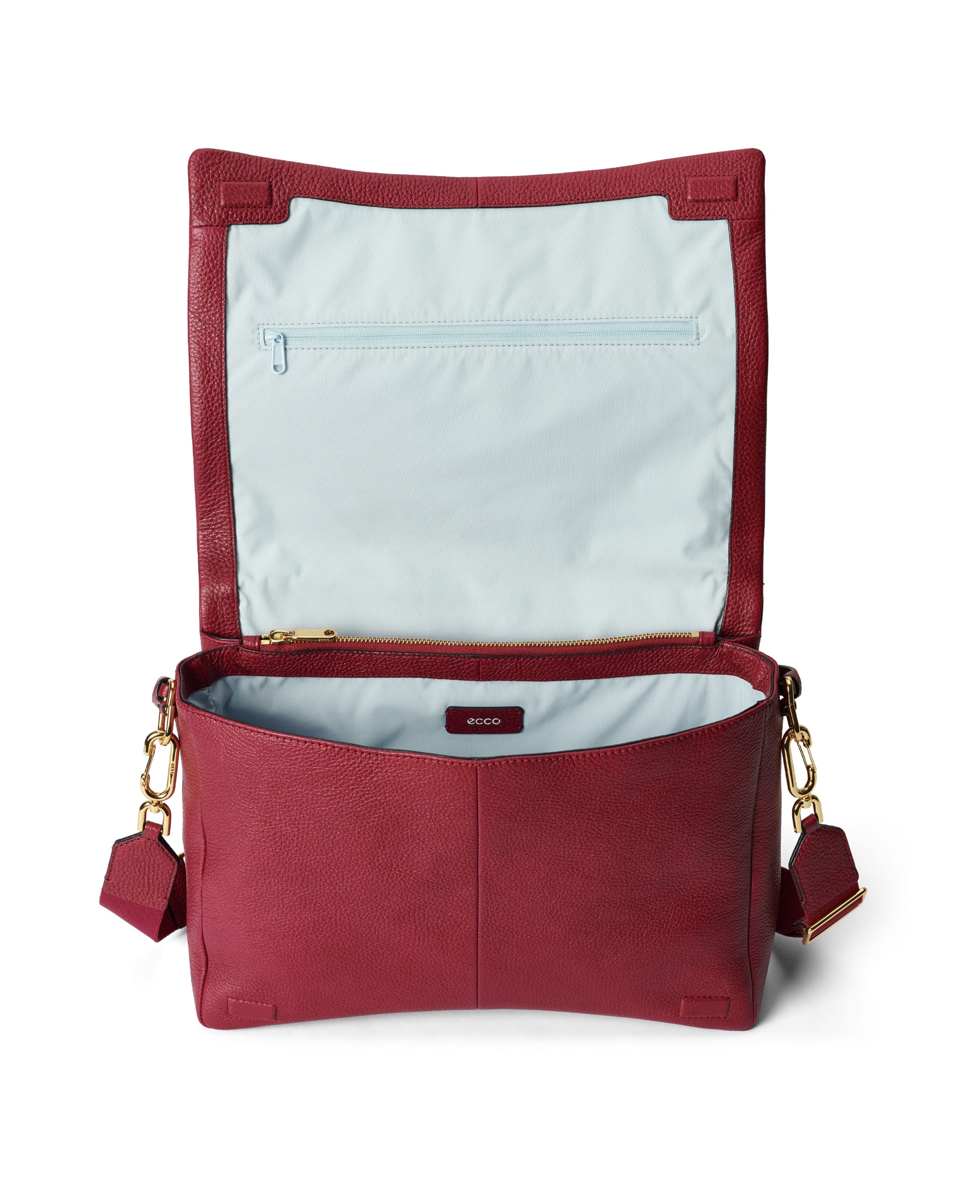 ECCO® Extra-Large Pinch Leather Shoulder Bag - Red - Inside