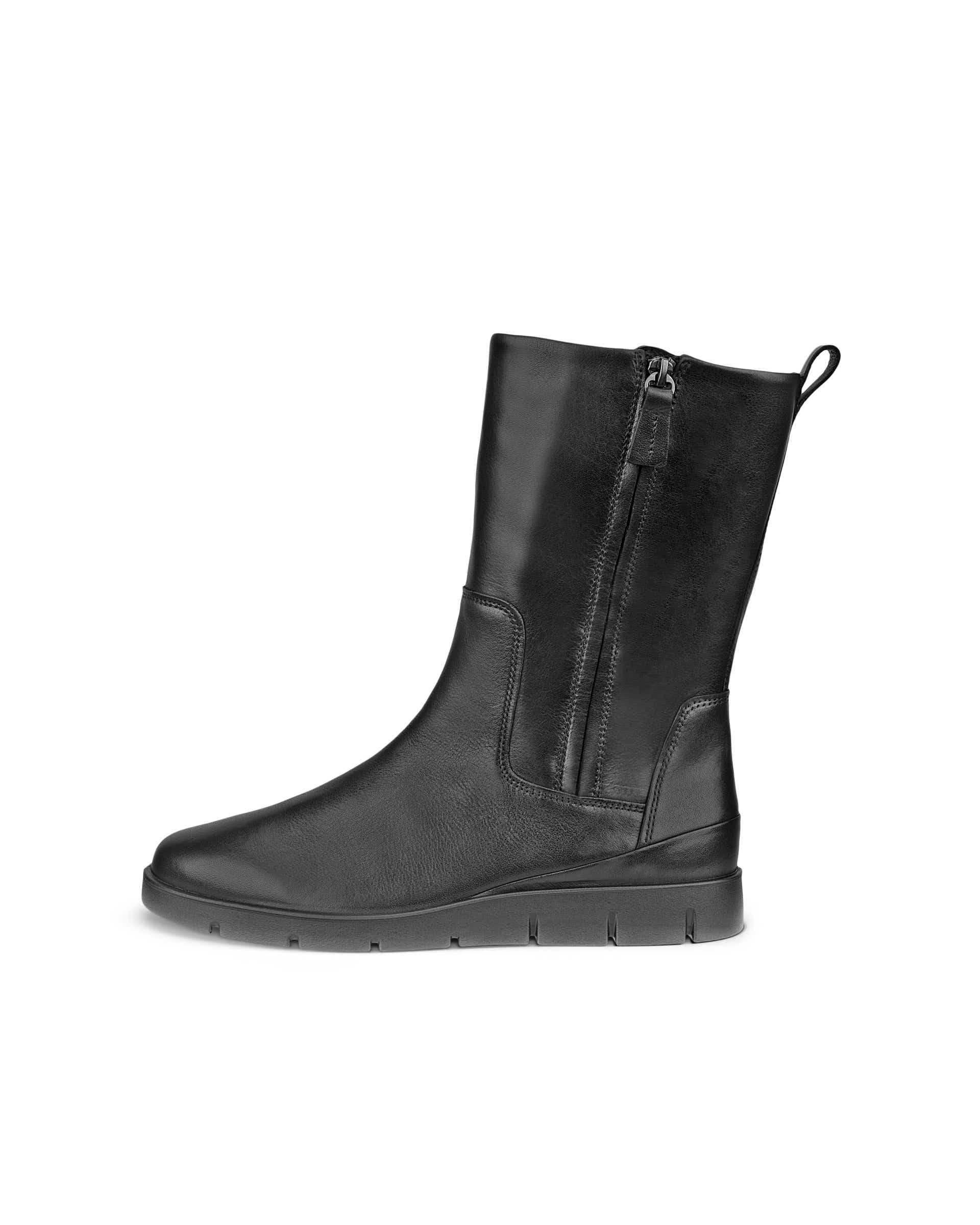 Damskie skórzane wysokie buty ECCO® Bella - Czarny - Outside
