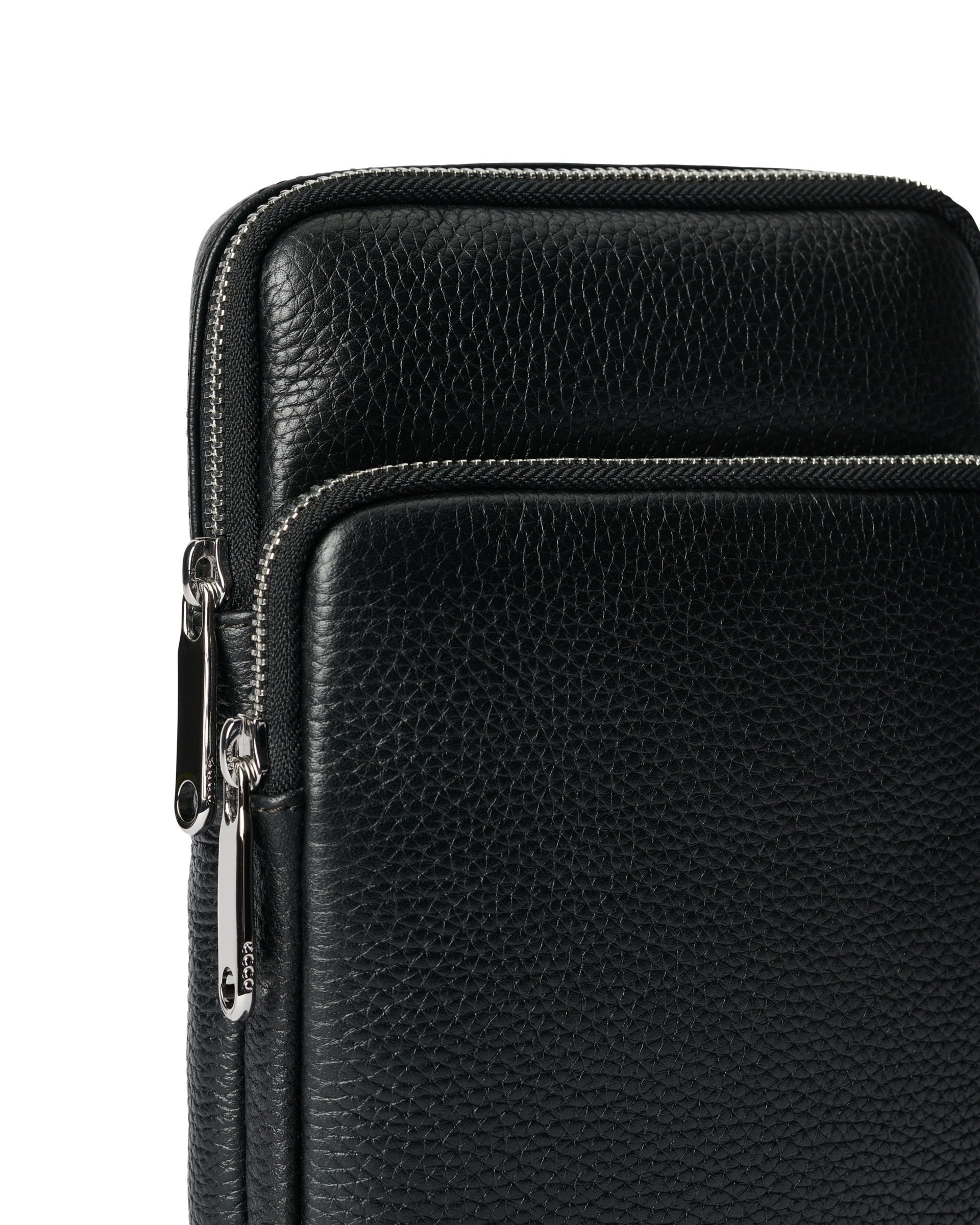 ECCOยฎ Flat Pouch Leather Crossbody Bag - Black - Detail-1