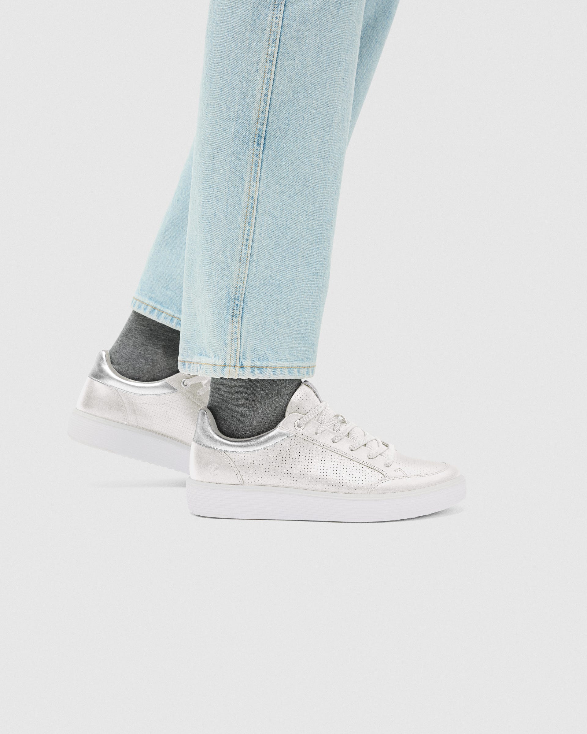 Women's ECCO® Soft 60 Leather Sneaker - White - Lifestyle image-1