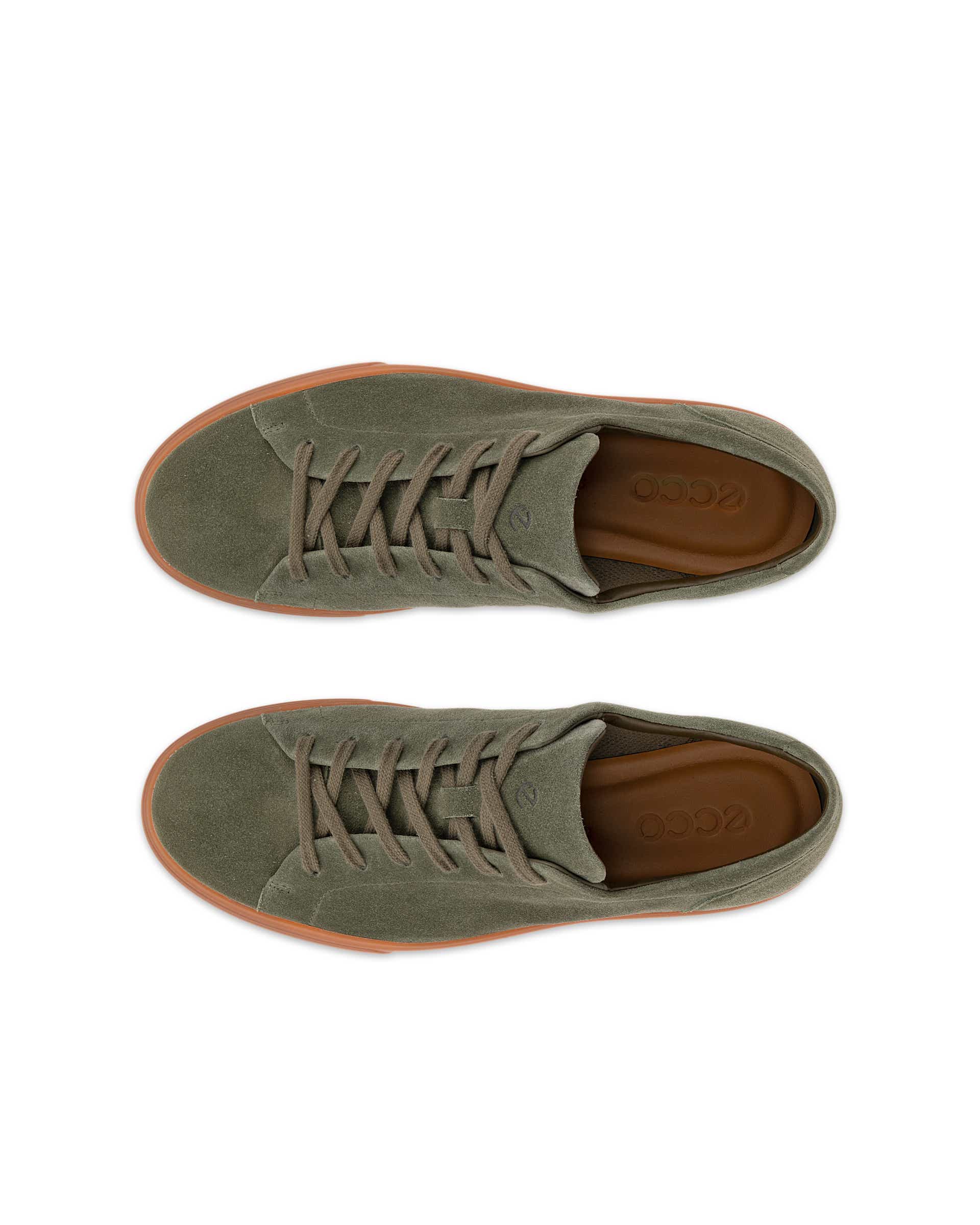 Men's ECCO® Soft 10 Suede Sneaker - Green - Top left pair